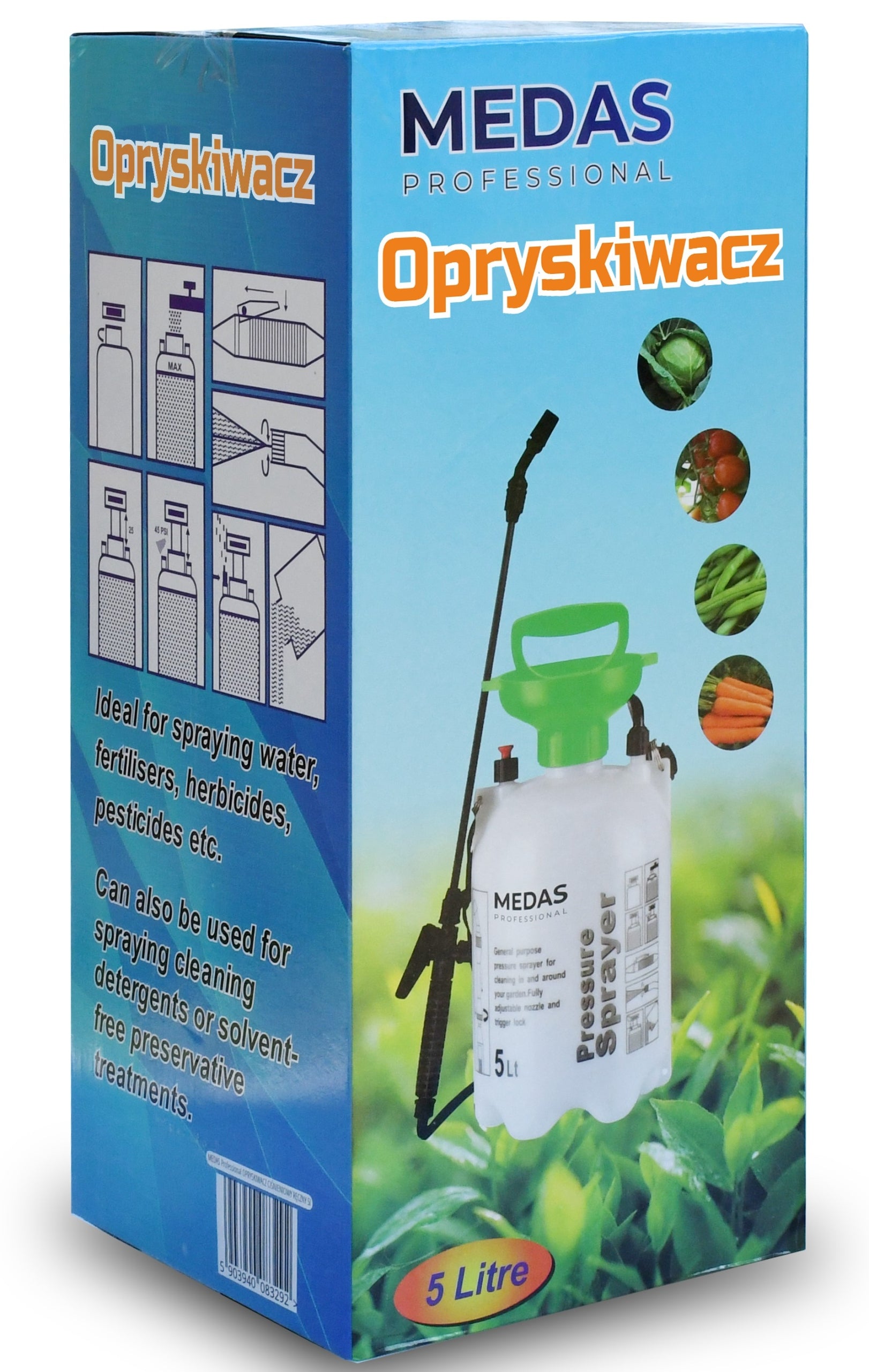 HAND PRESSURE SPRAYER 5L LONG LANCE Batteries included no