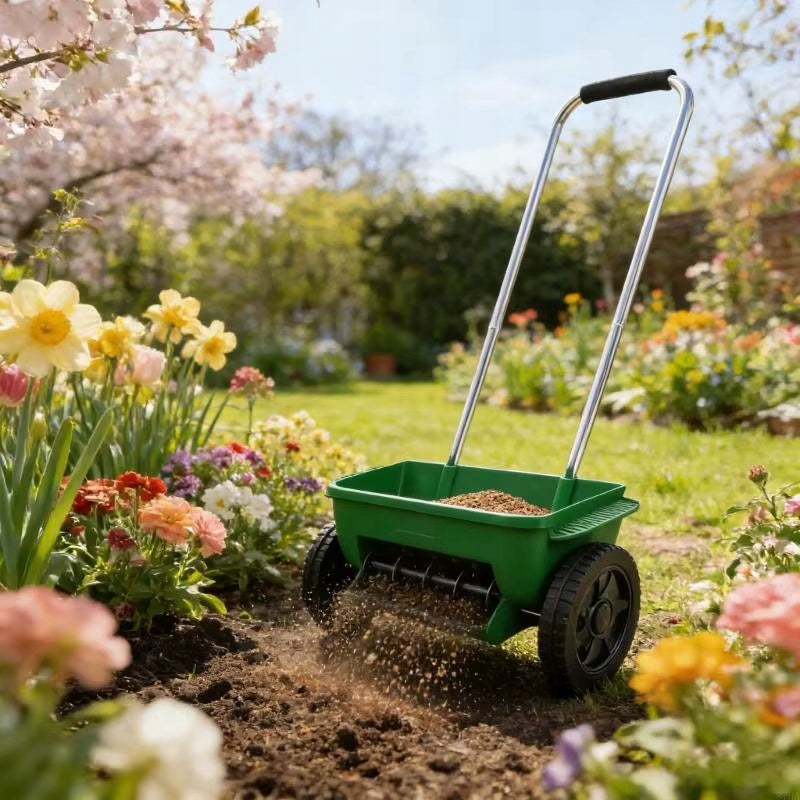 HAND SEED DRILL GARDEN GRASS SEED SPREADER SAND SALT FERTILIZER 12L Capacity 12 l