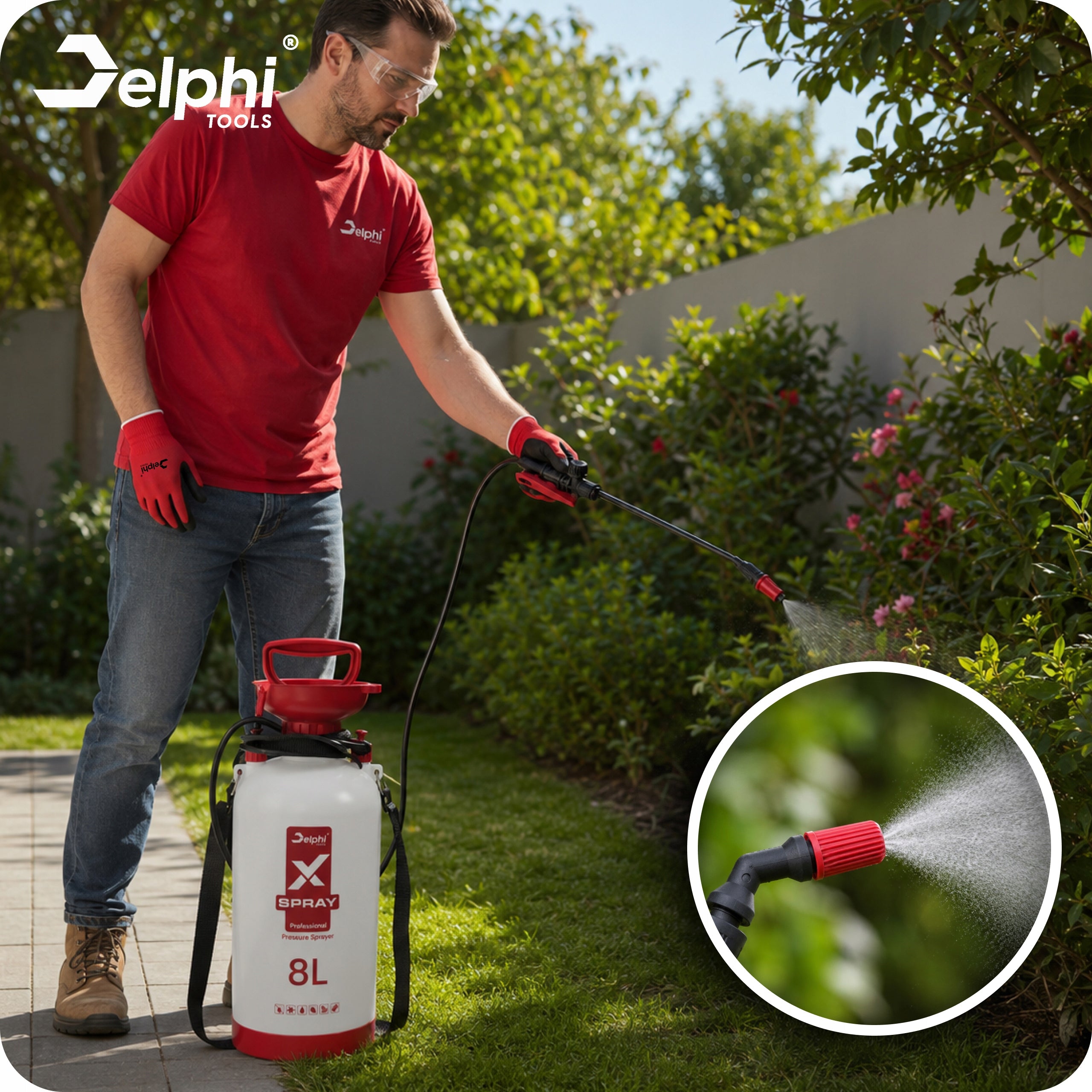 HAND SPRAYER 8L PRESSURE SPRINKLER PLANT SPRAYER LANCE 95cm Batteries included no