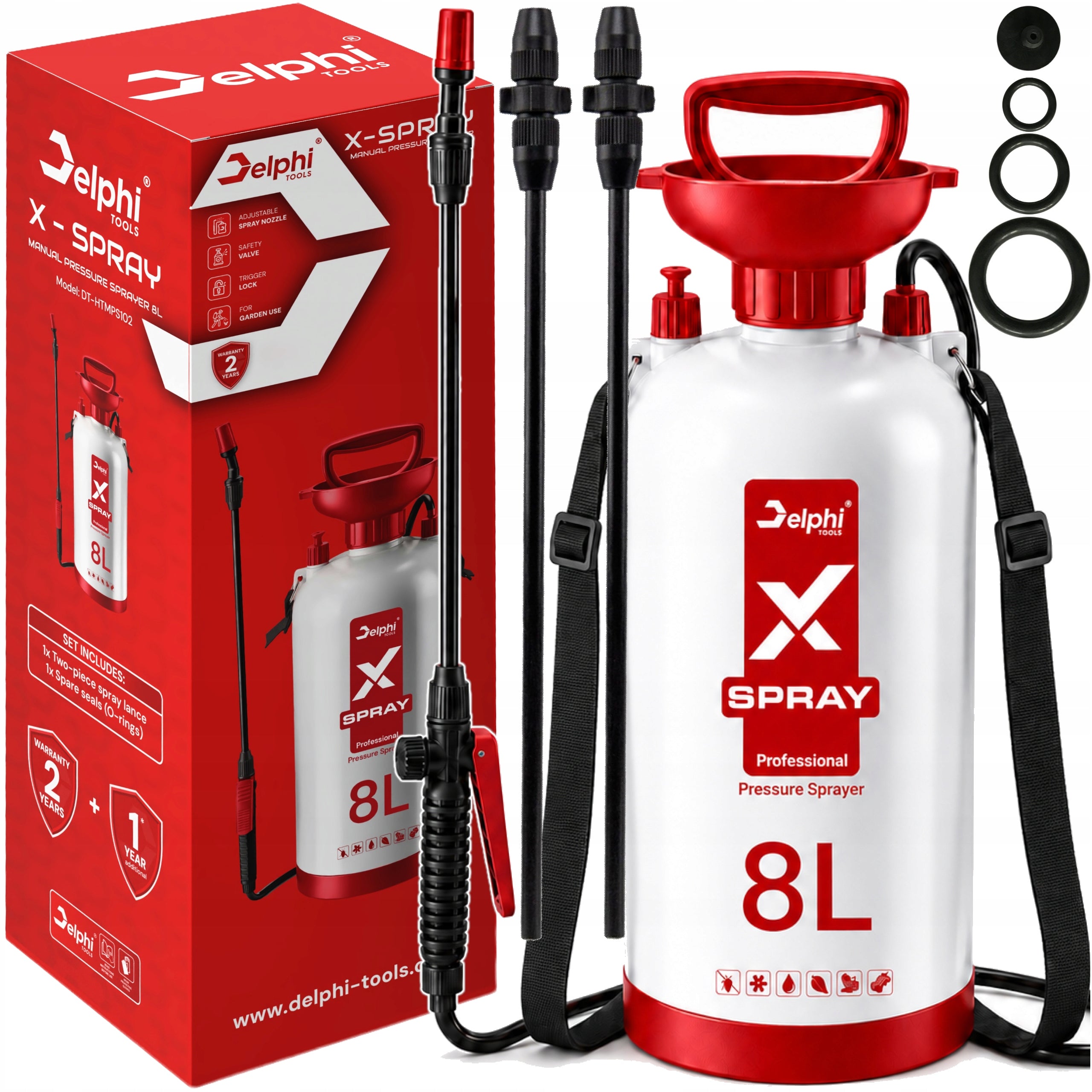HAND SPRAYER 8L PRESSURE SPRINKLER PLANT SPRAYER LANCE 95cm