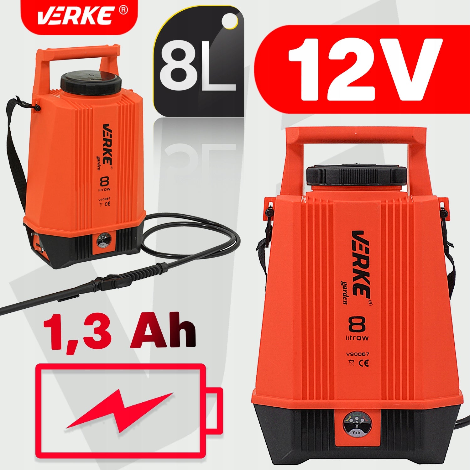 HAND SPRAYER CORDLESS GARDEN WATER PRESSURE WASHER 8L Brand Verke