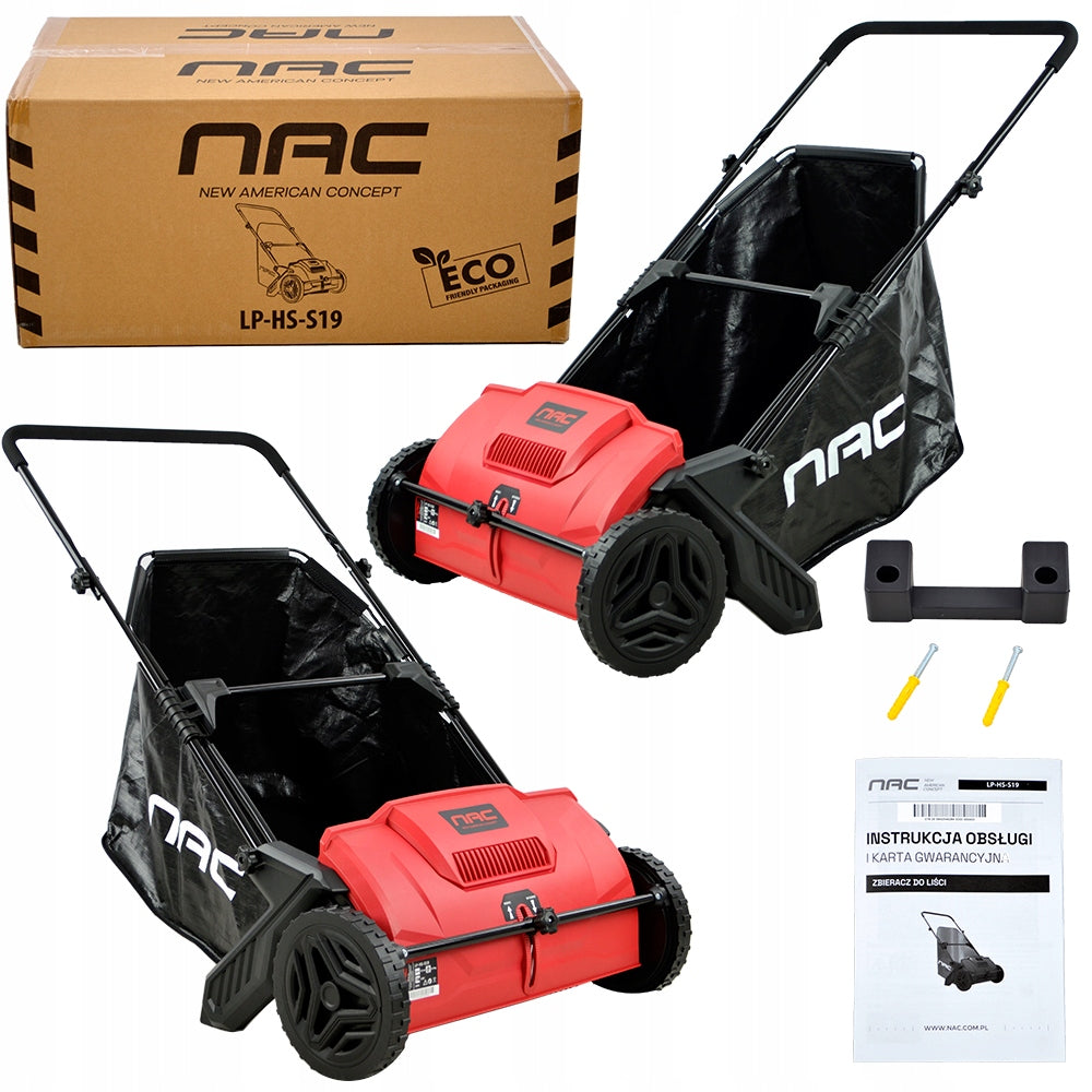 HAND SWEEPER LEAF AND GRASS PICKER WITH BASKET 100 L WIDTH 53 CM