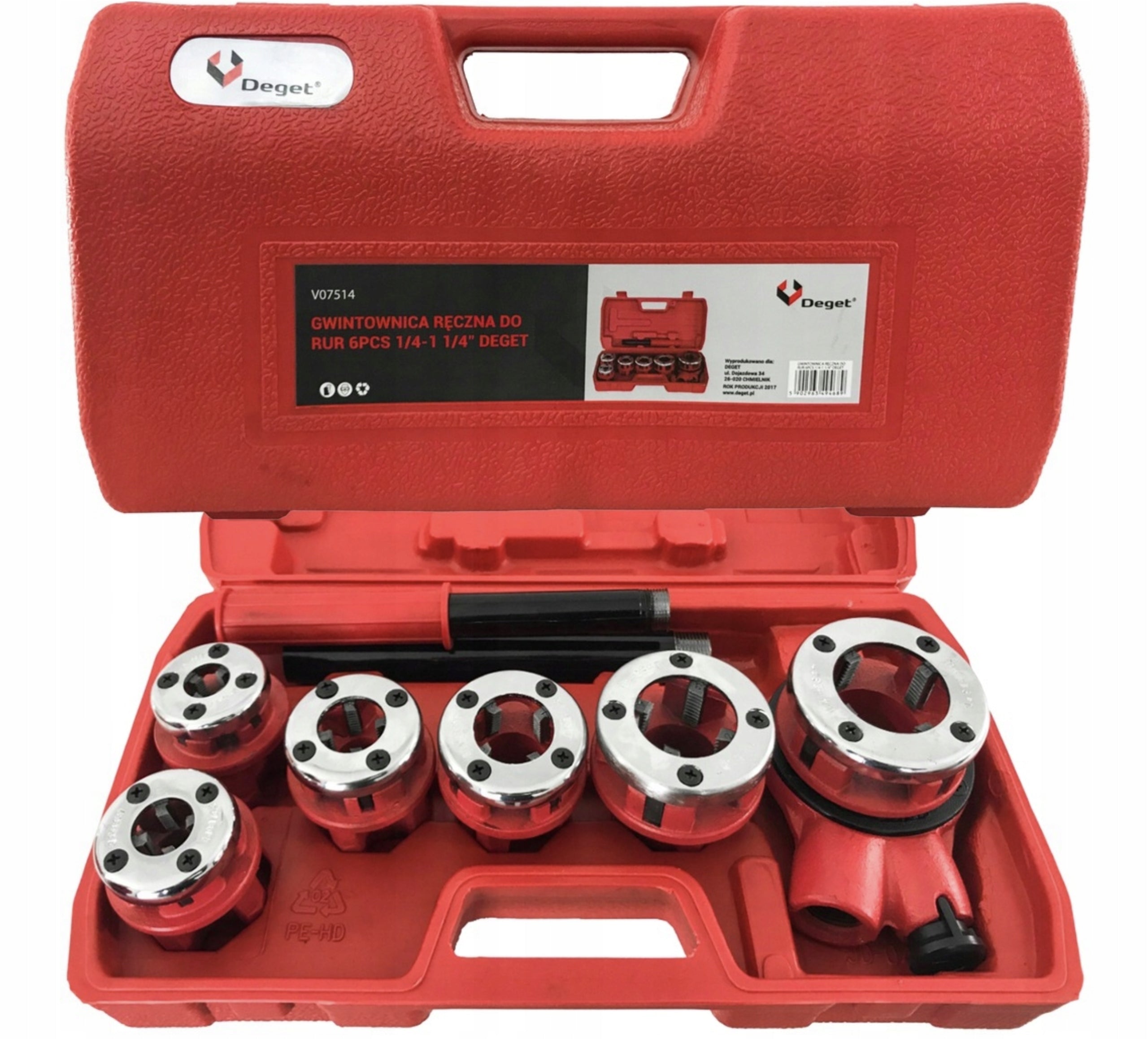 HAND TAP FOR PIPES 1/4-1 1/4" SET OF 6 HEADS + SUITCASE