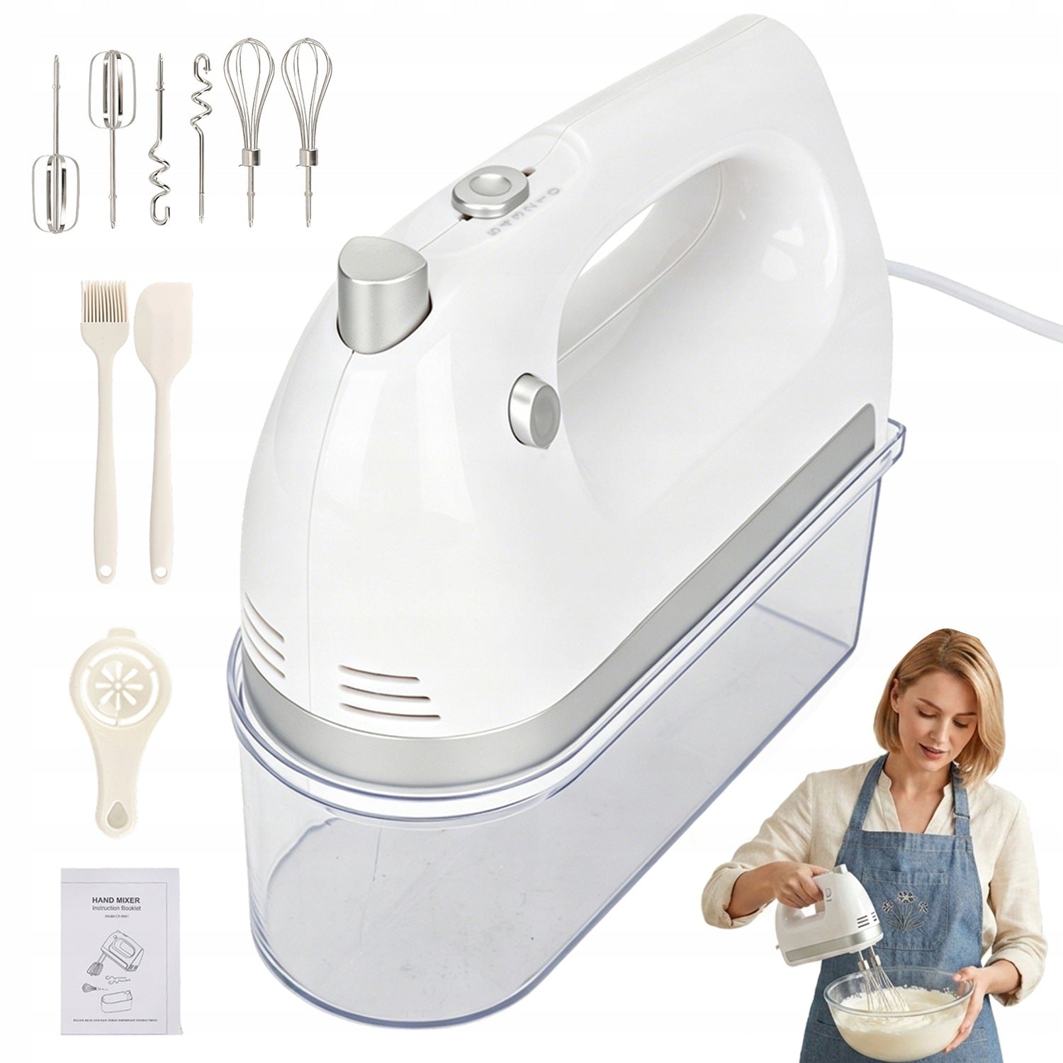 HANDHELD ELECTRIC MIXER 400W 5 SPEED TURBO FOR CAKE MERINGUE CREAM