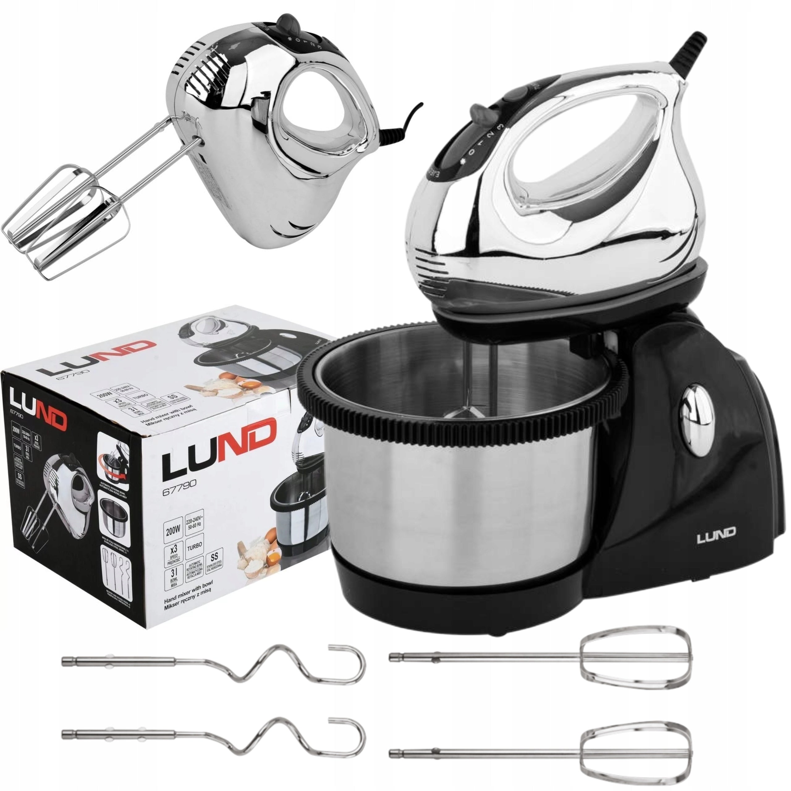 HANDHELD FOOD PROCESSOR MIXER 200W BASE BOWL 3L