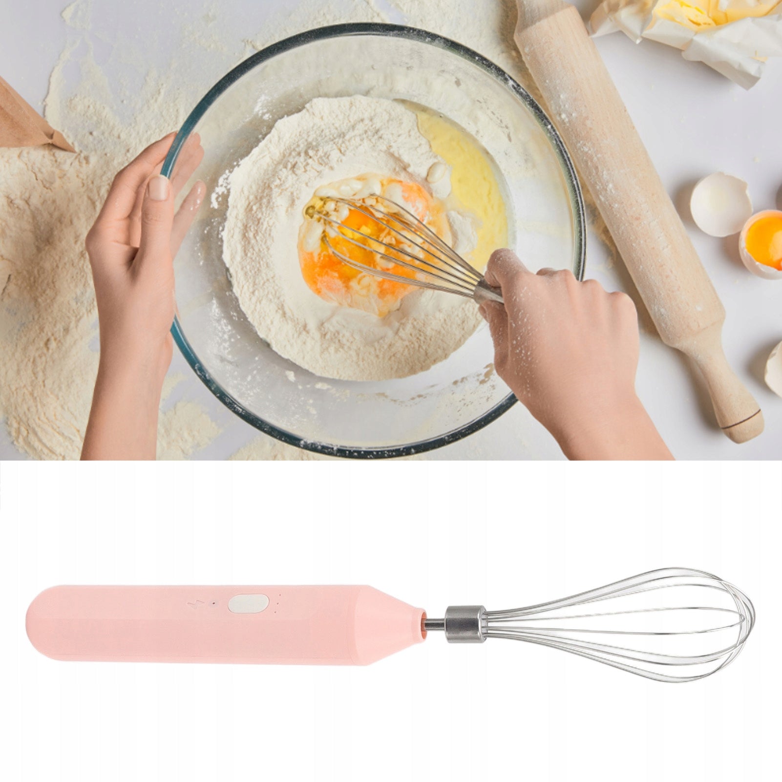 HANDHELD FROTHER COFFEE MILK BEATER MINI BATTERY MIXER Dominant color pink