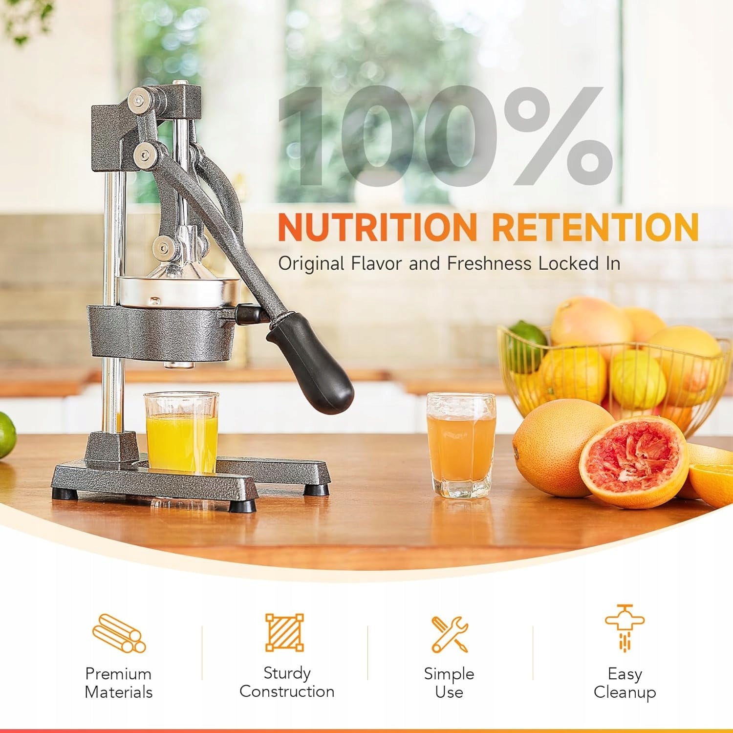HANDHELD FRUIT CITRUS JUICER HEAVY SOLID BLACK ORANGE PRESS Brand no brand