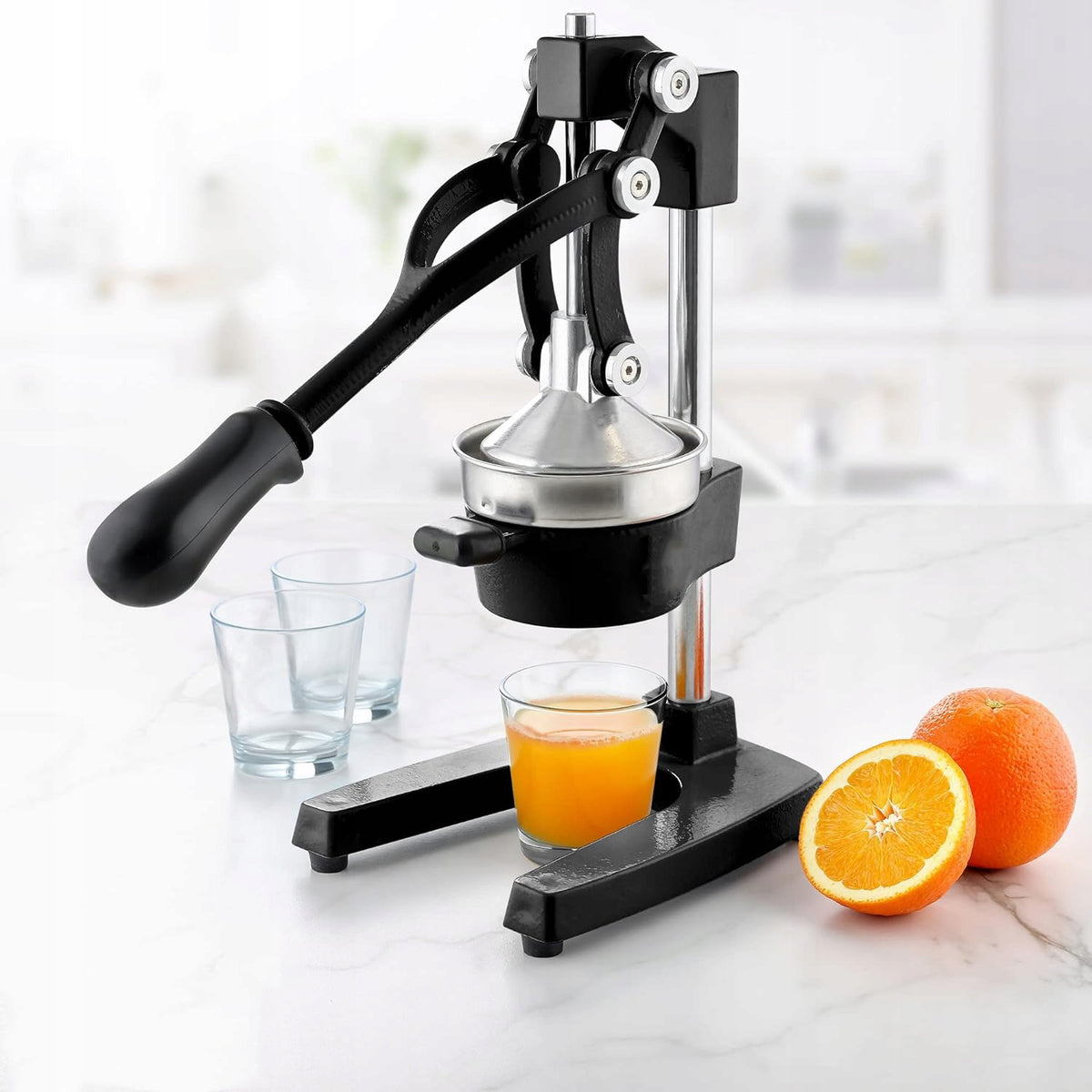 HANDHELD FRUIT CITRUS JUICER HEAVY SOLID BLACK ORANGE PRESS Packaging status original