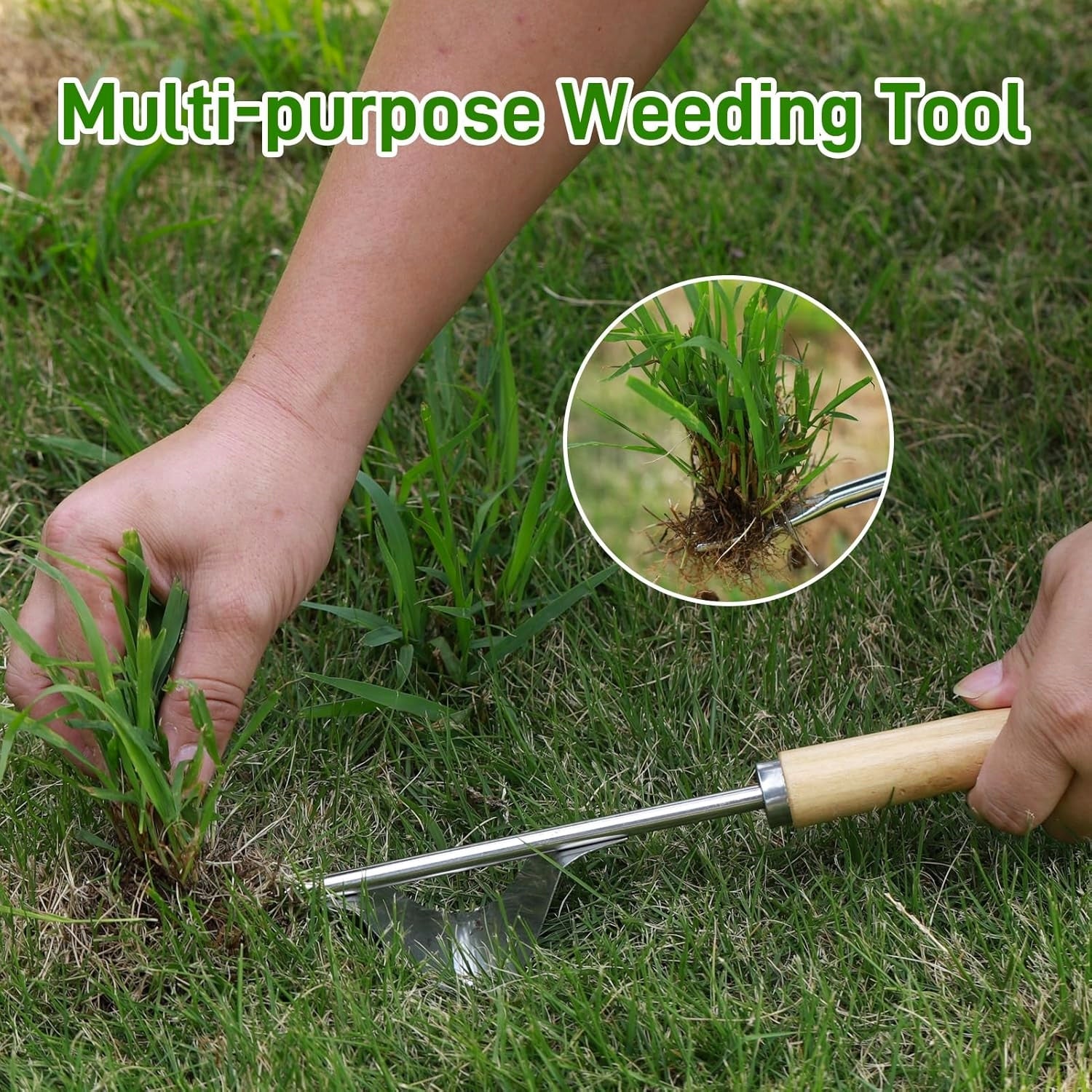 HANDHELD GARDEN WEED REMOVER TOOL WITH WOODEN HANDLE Brand Sywan