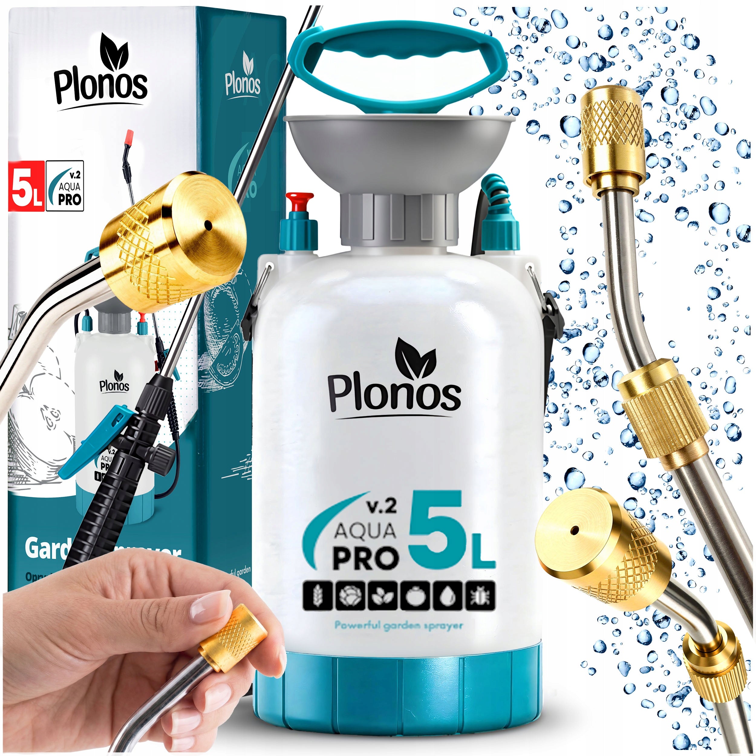 HANDHELD PRESSURE SPRAYER 5L GARDEN WITH ADJUSTABLE LANCE NOZZLE 5L