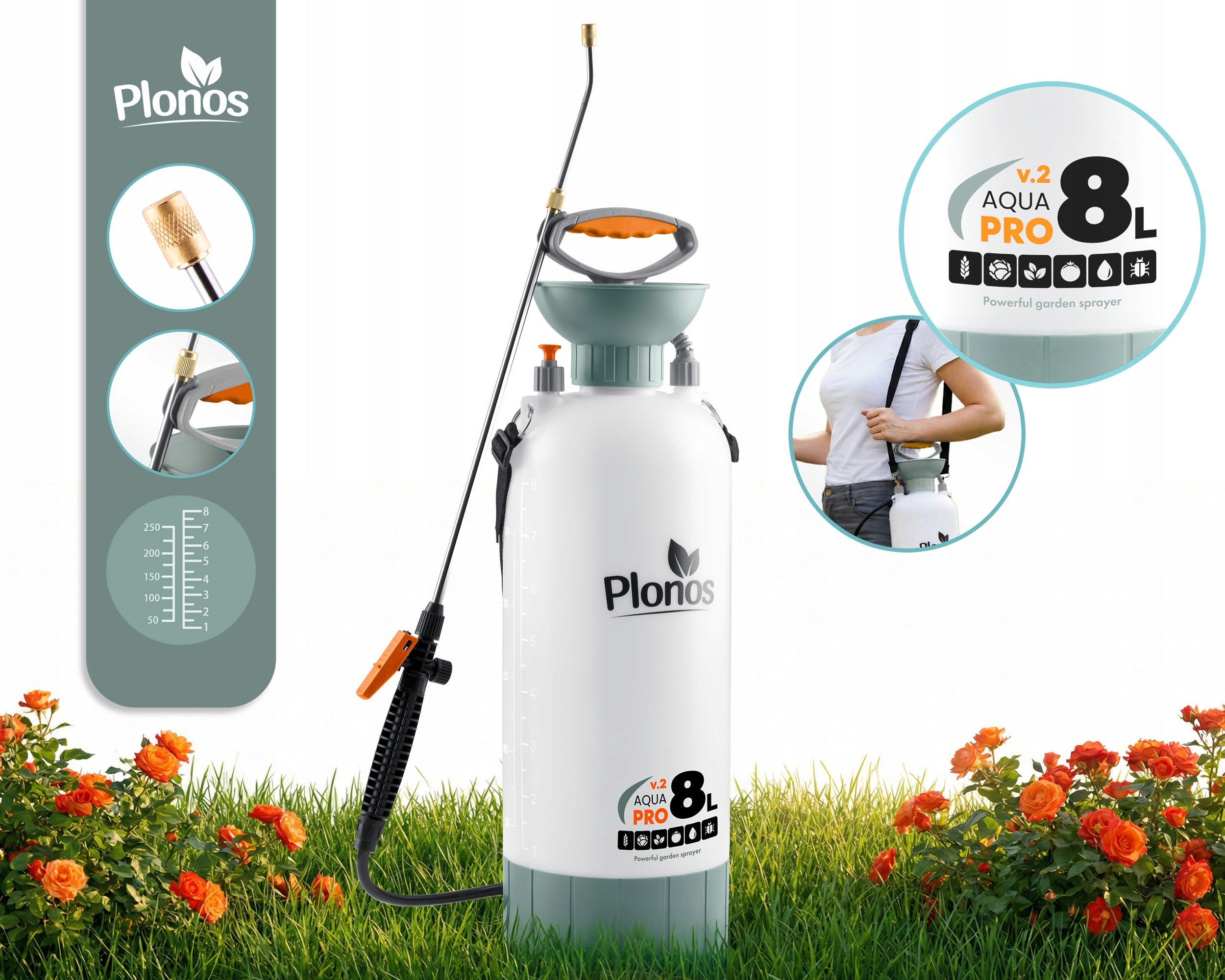 HANDHELD PRESSURE SPRAYER LARGE 8L GARDEN ADJUSTABLE LANCE NOZZLE Packaging status original