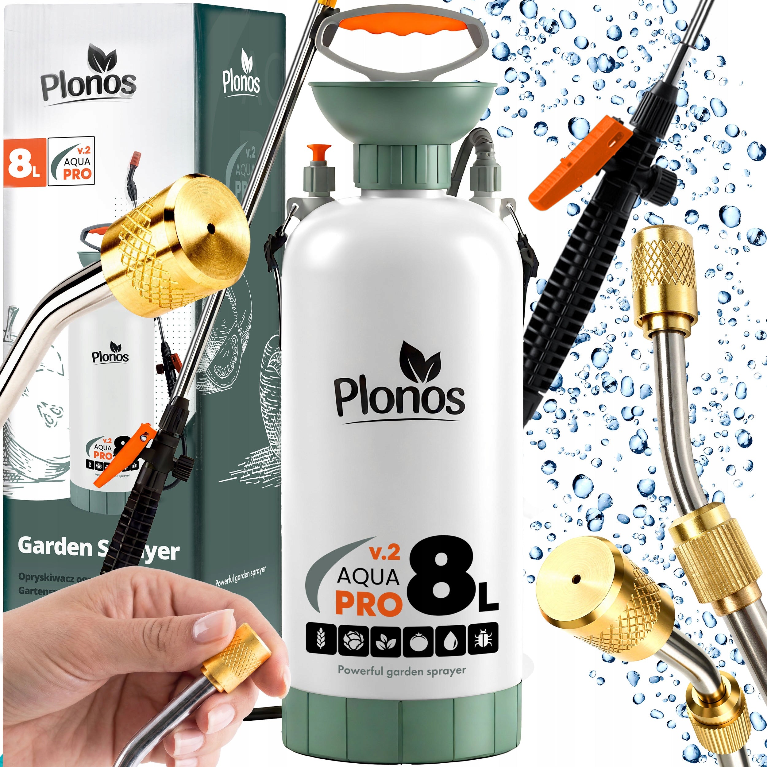 HANDHELD PRESSURE SPRAYER LARGE 8L GARDEN ADJUSTABLE LANCE NOZZLE