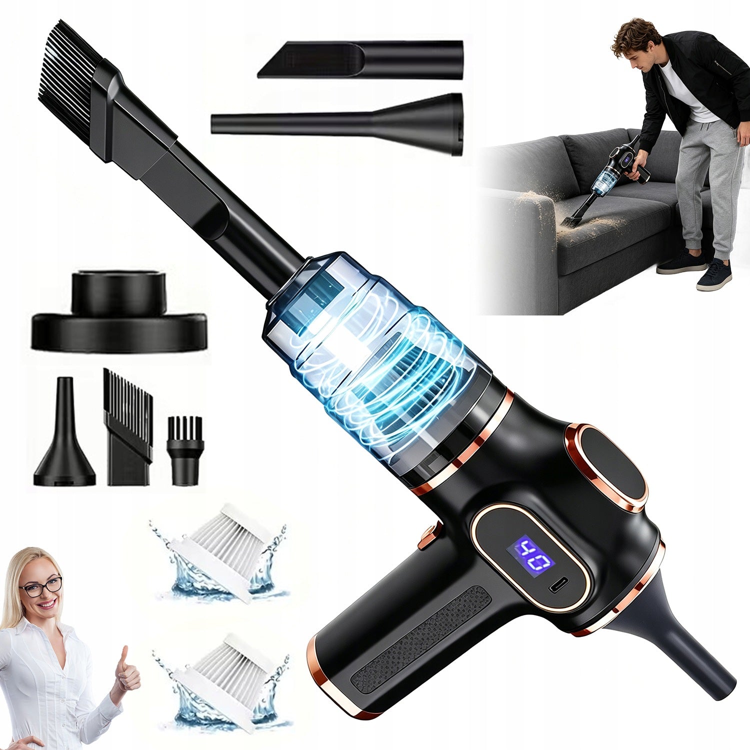 HANDHELD VACUUM CLEANER A FOR CARS AND HOME CORDLESS WITH BLOWER AND VACUUMING