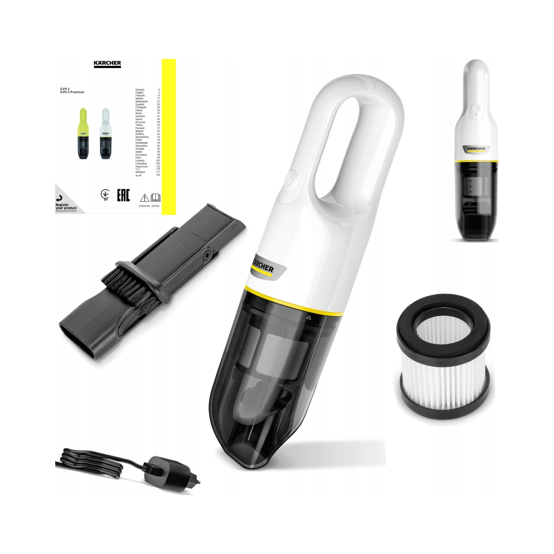 HANDHELD VACUUM CLEANER KÄRCHER CVH 2 WIRELESS 70W WHITE HEPA 10MIN SOLID Brand Kärcher