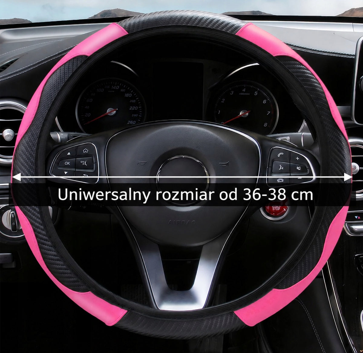 HANDLEBAR COVER UNIVERSAL PINK CARBON NON-SLIP 36-38 CM Manufacturer's catalog number Pokrowiec na kierownice