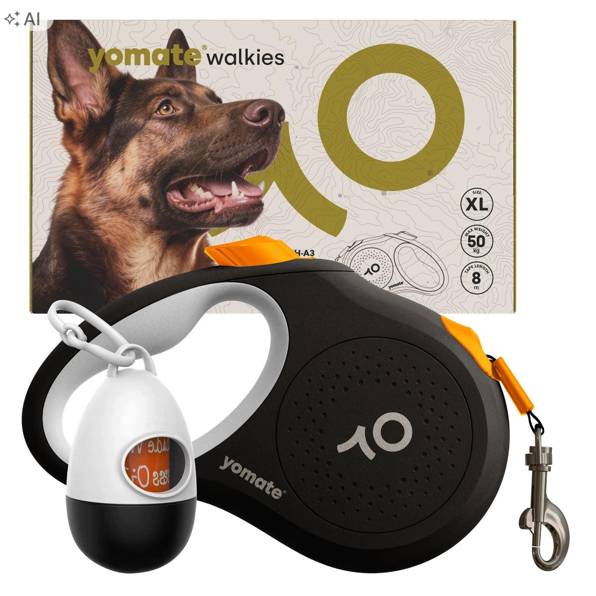 HANDY DOG LEASH up to 50 KG AUTOMATIC / ROLL-UP / LOCK / 8 Meters