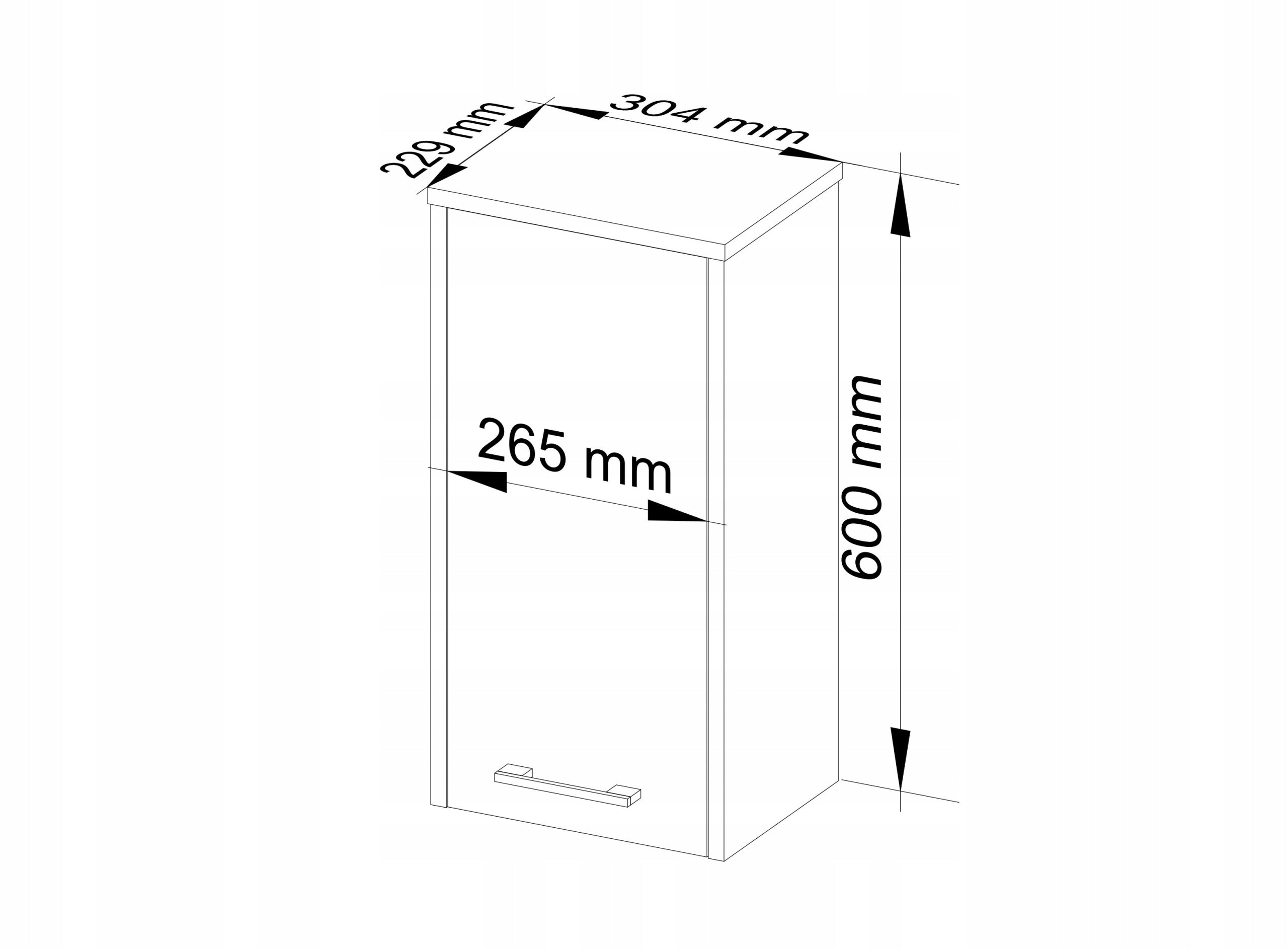 HANGING CABINET BATHROOM FIN W30 1D WHITE / GRAY Brand Akord
