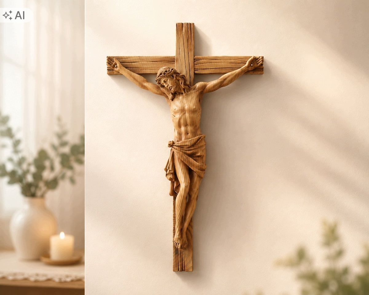 HANGING CROSS WITH FIGURE OF JESUS 24 x 6,5 x 36 CM polyresin *6125