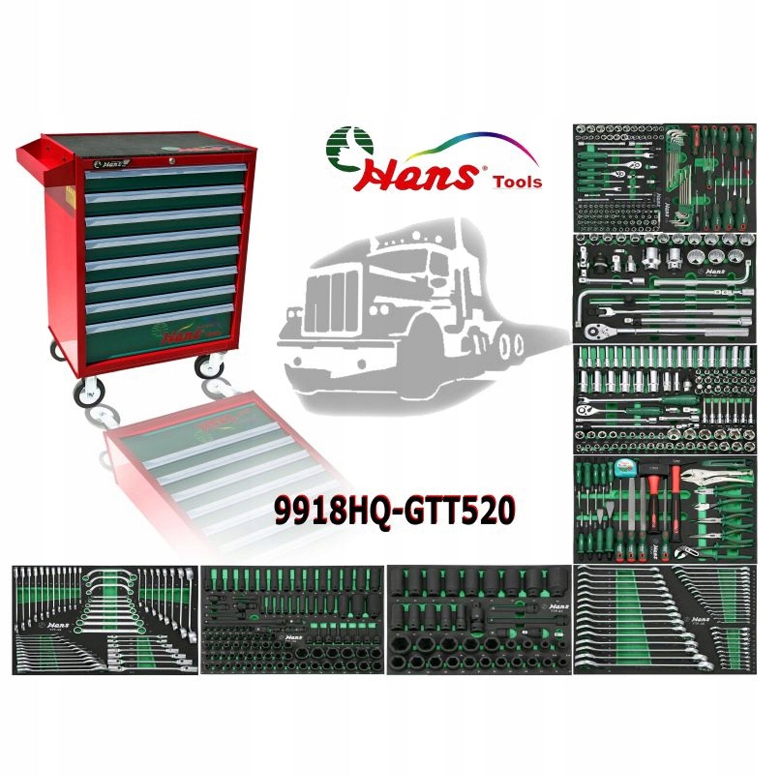 HANS TRUCK Workshop tool trolley 520 elements 9918HQ-GTT520 Manufacturer code 520