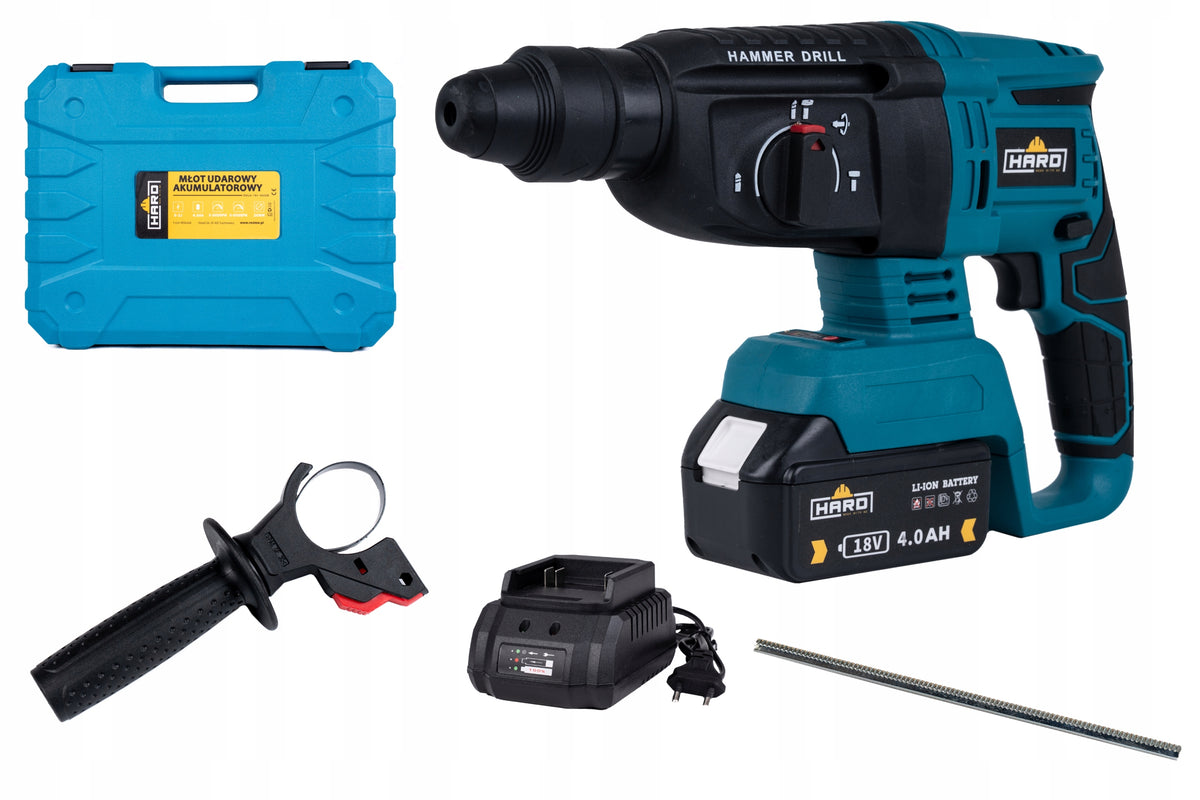 HARD Hammer Drill Cordless Impact Hammer 3J 2 Batteries 4AH SDS+ Powerful
