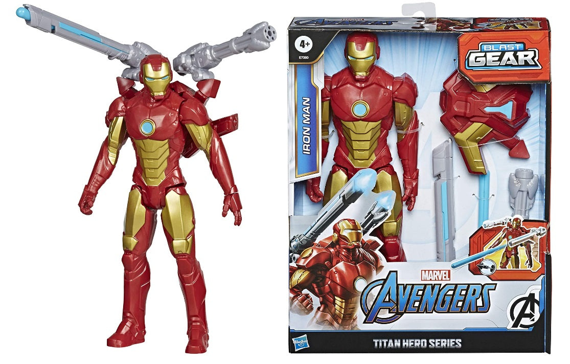 HASBRO IRON MAN + BLAST GEAR LAUNCHER LARGE FIGURE E7380 MARVEL AVENGERS