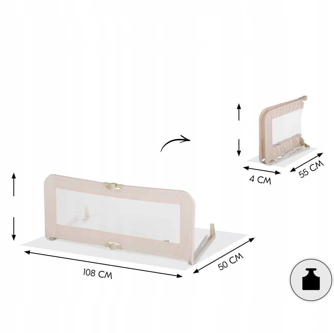 HAUCK SLEEP N SAFE PROTECTIVE BARRIER FOR COT BED BEIGE 108 CM Brand Hauck