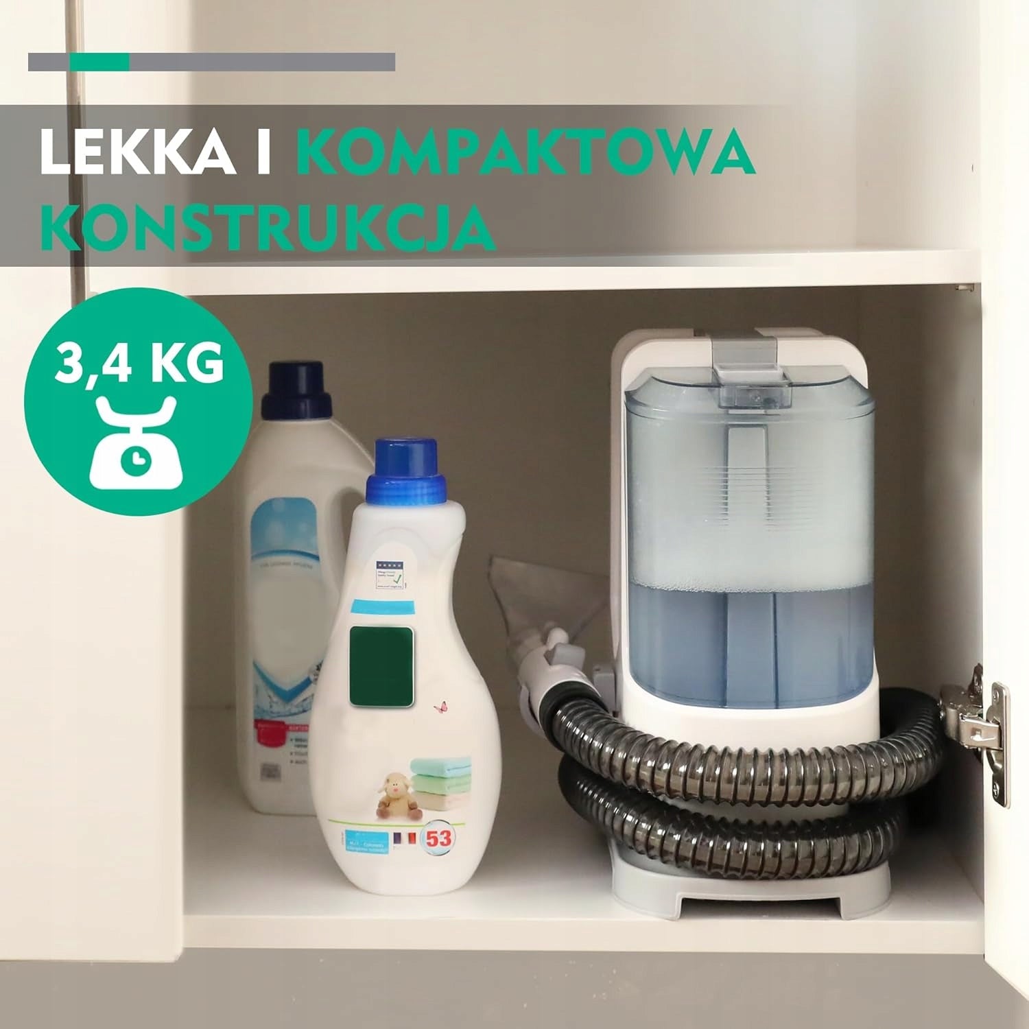 HAUSHOF Washing vacuum cleaner for carpets and upholstery with double tanks Clean water tank capacity 1 l