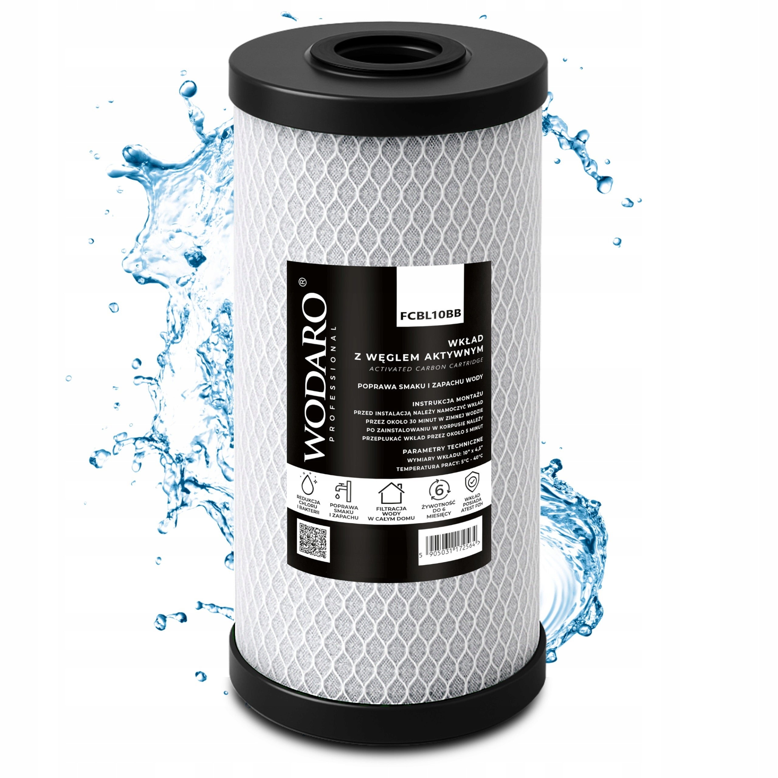 HBB10 WODARO Carbon Water Filter for Home Water Iron Remover BIG BLUE 10" Capacity 0 l