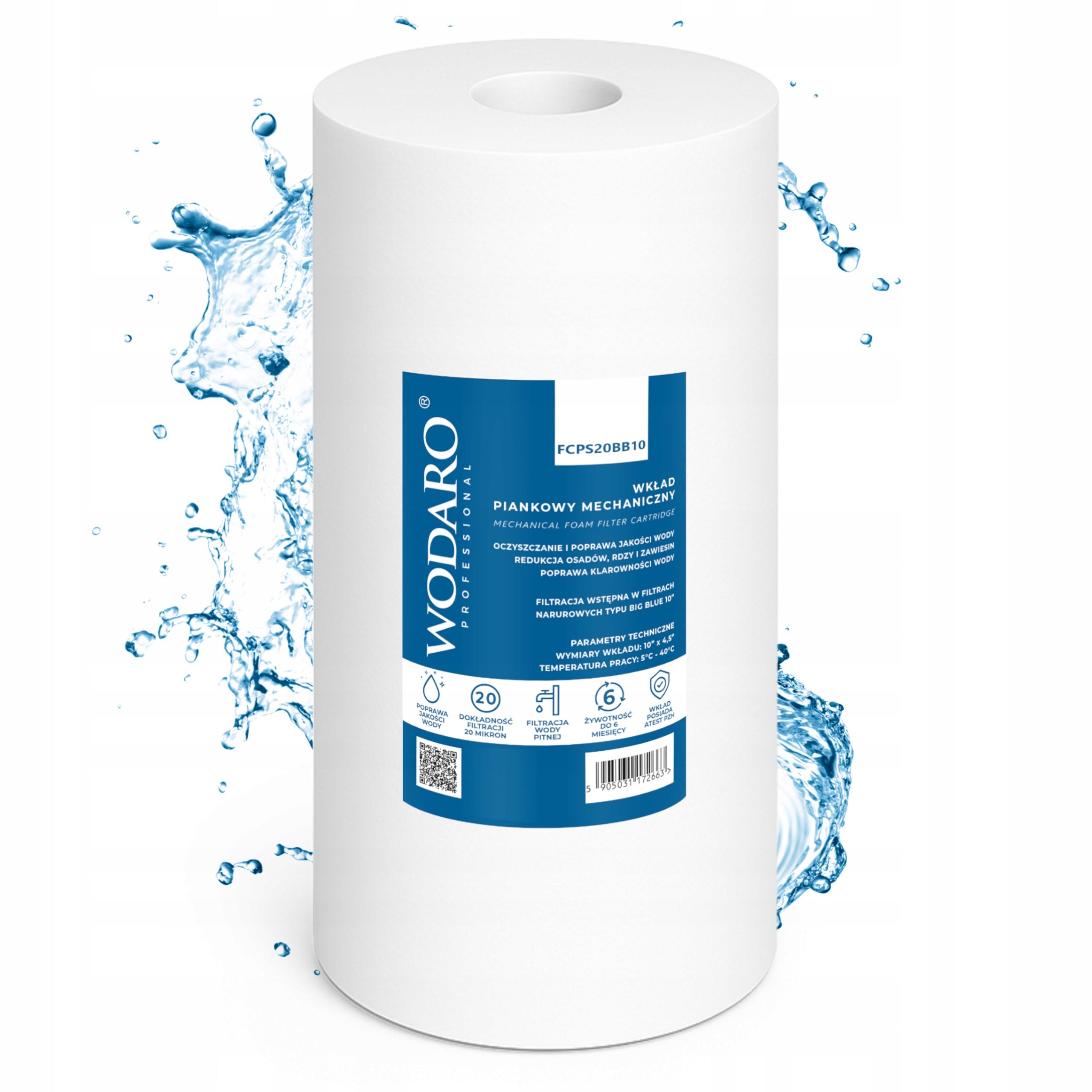 HBB10 WODARO Carbon Water Filter for Home Water Iron Remover BIG BLUE 10" Model ODŻELAZIACZ WODY HHBB Z FCCFE10BB KPL
