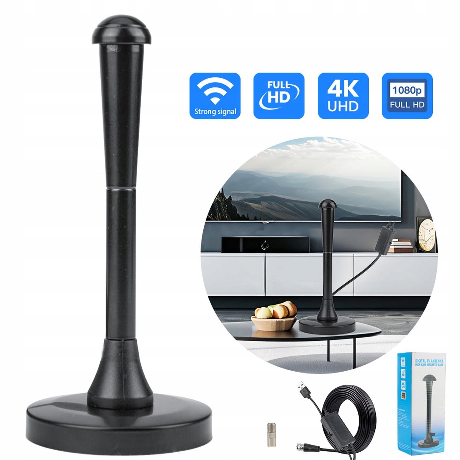 HD TV Antenna, 360° Reception, For Living Room Kitchen Caravan Brand no brand