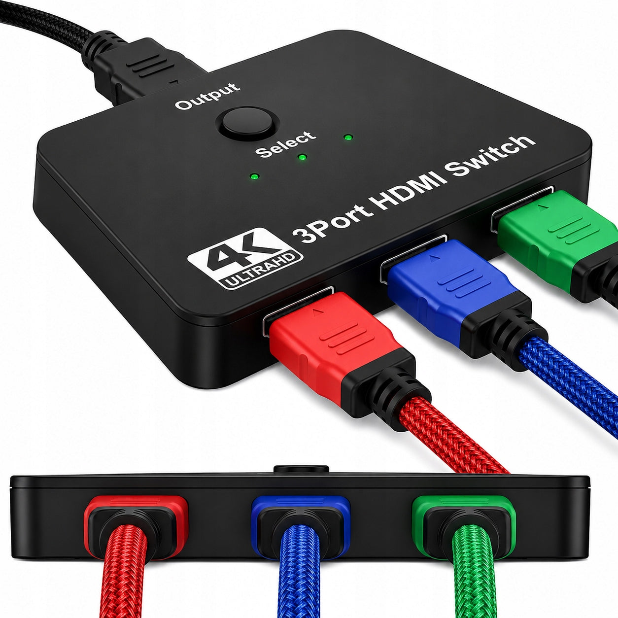 HDMI 2.0b Switch 3x1 Switch 4K 60Hz HDR HDCP 2.2 Splitter 3 Inputs