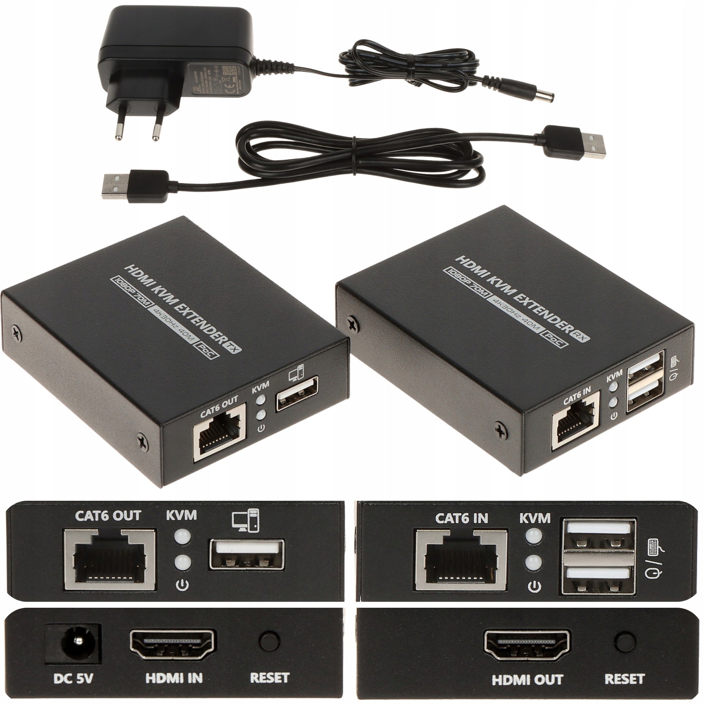 HDMI Extender Transmitter with twisted pair up to 40m HDMI+USB-EX-70-4K-PRO 4K 24/7