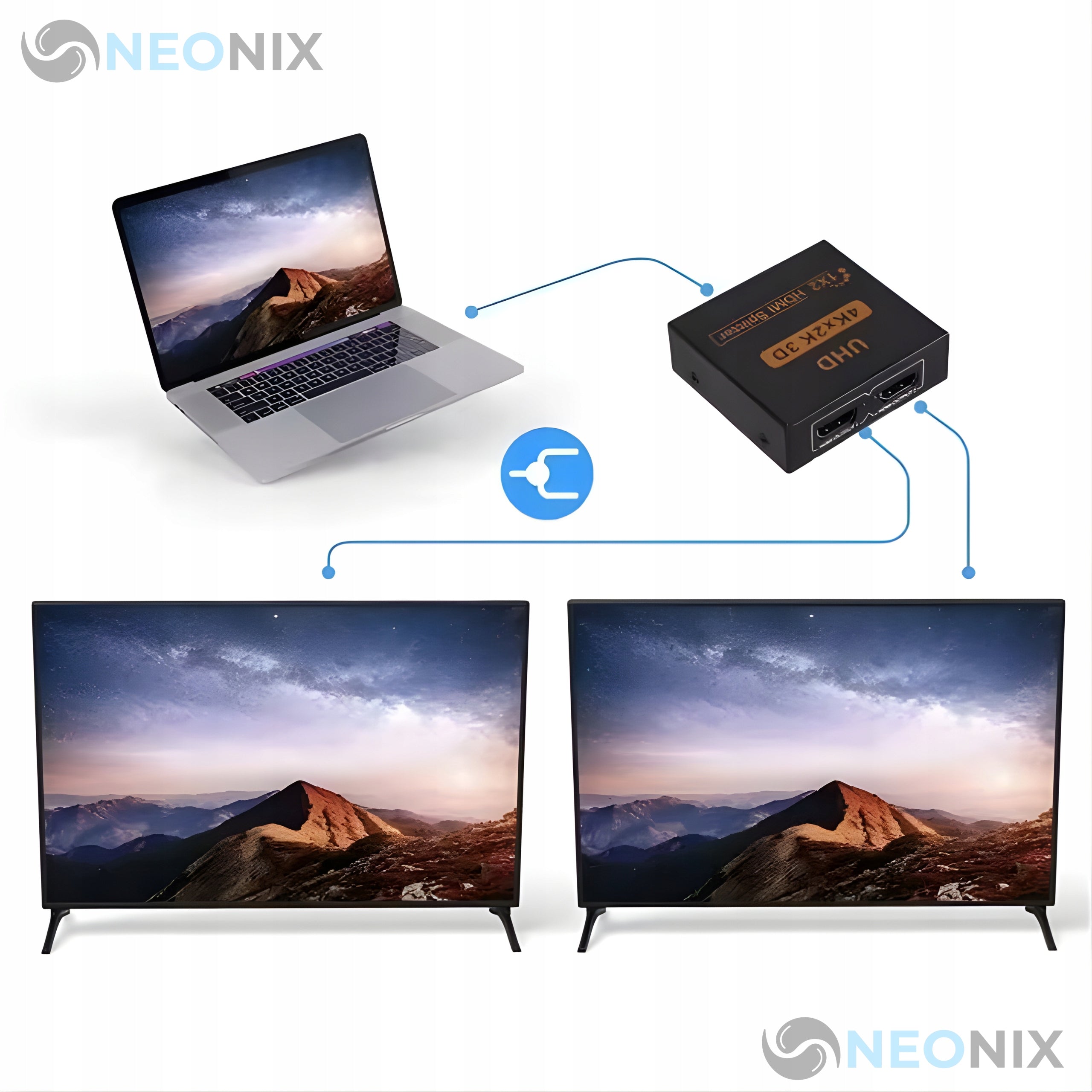 HDMI SPLITTER - 2x HDMI FULL HD 4K 30HZ TWO-WAY SPLITTER Brand NeoNix