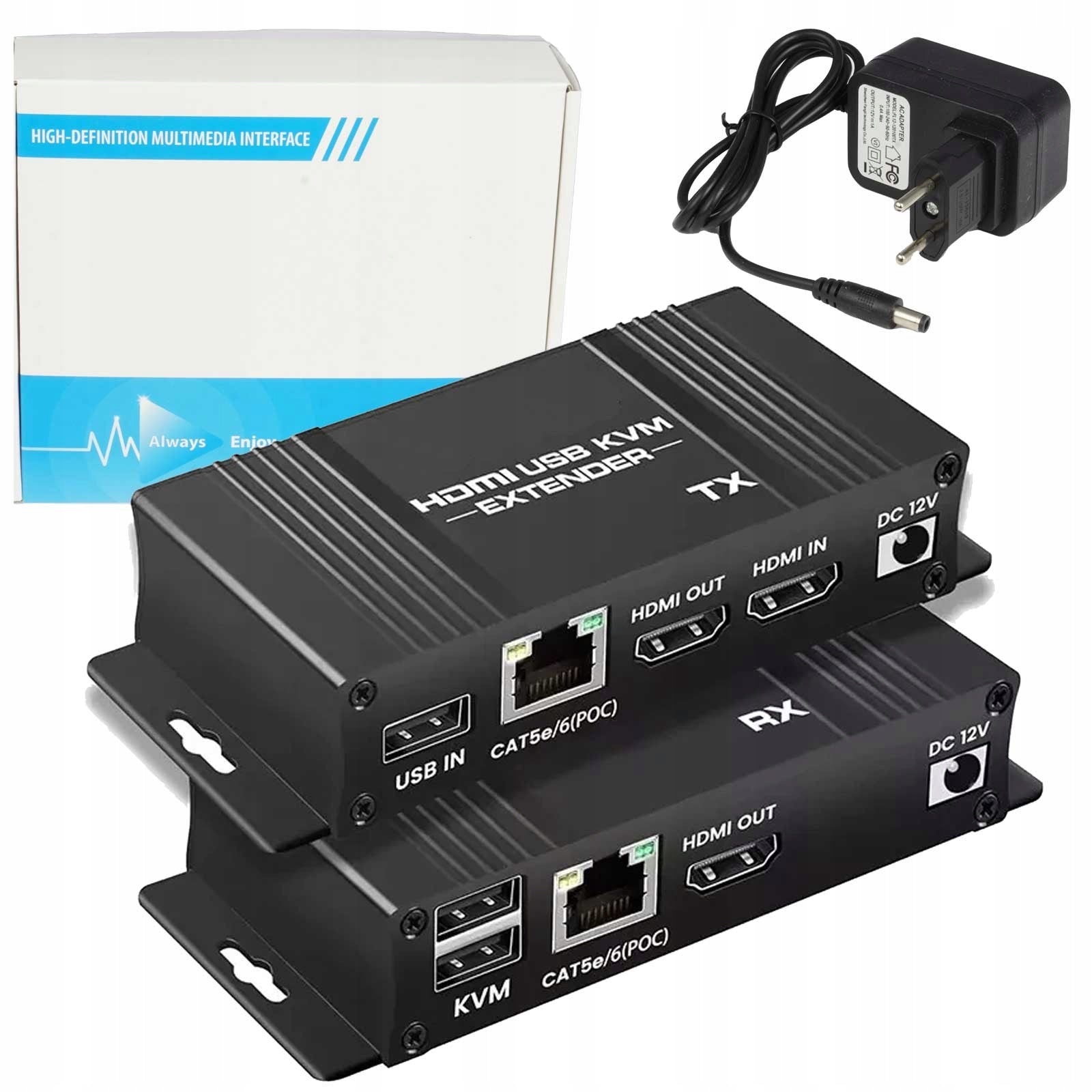 HDMI Signal Amplifier USB KVM to LAN RJ-45 60m 1080p Extender Converter