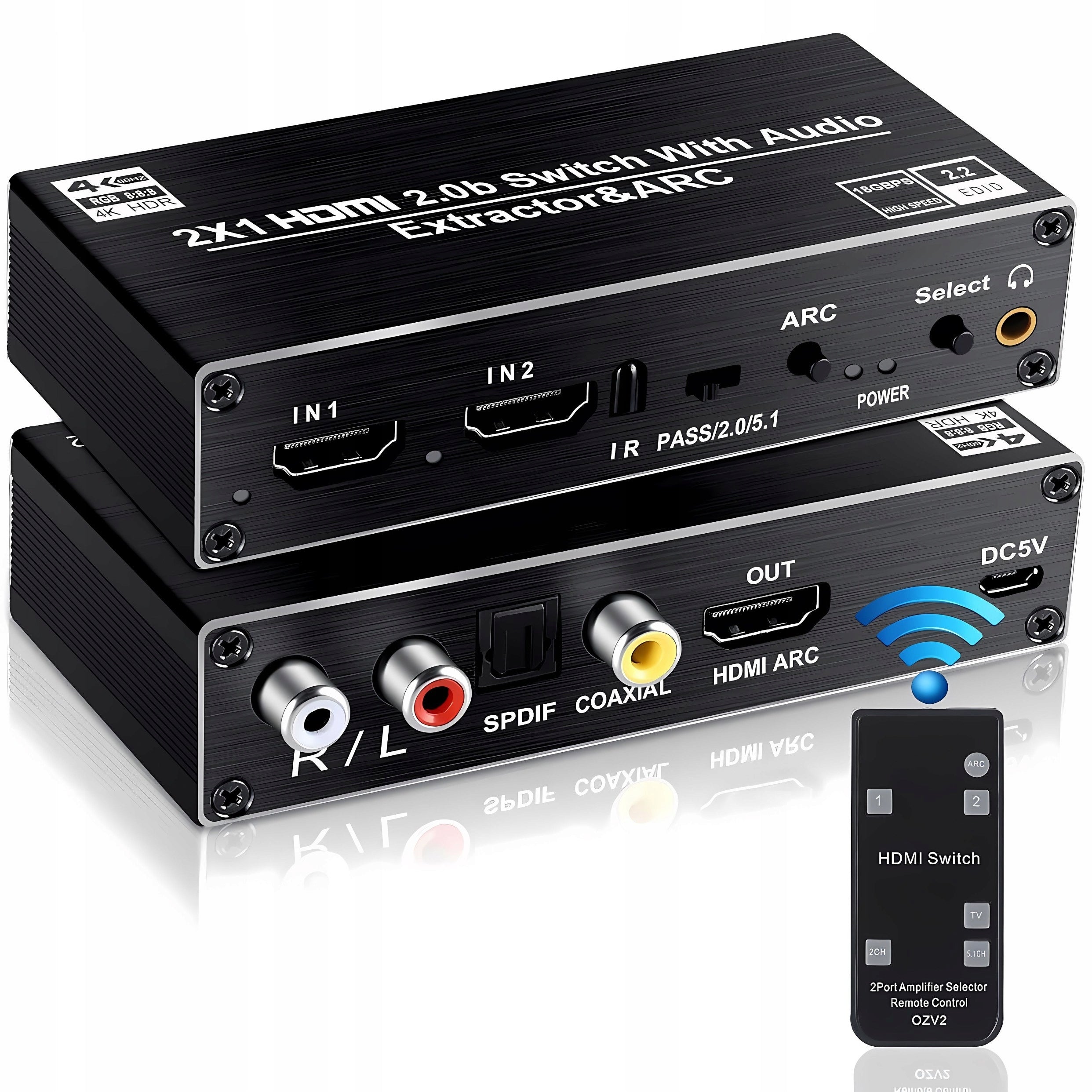 HDMI Switch 2.0 2x1 ARC Splitter Audio Extractor SPDIF 4K SWITCH