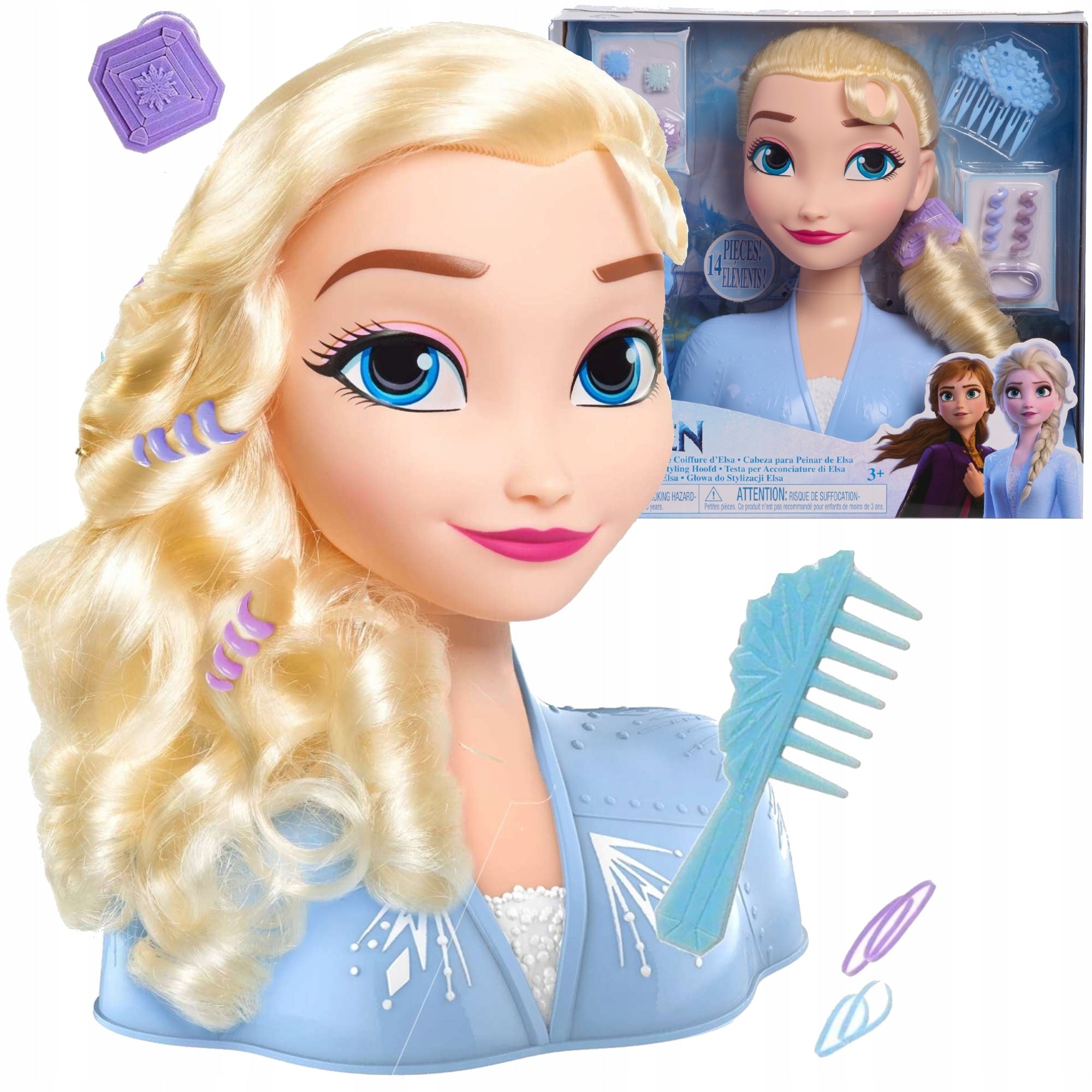 HEAD FOR STYLING COMBING ELSA ICELAND FROZEN 2 DISNEY 20 CM