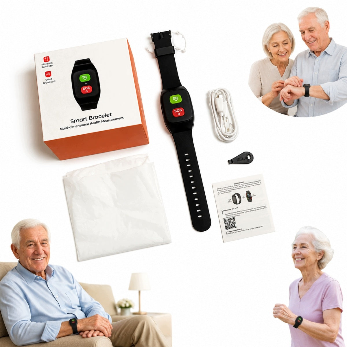 HEADBAND FOR SENIOR GPS locator heart rate drop sensor SOS button