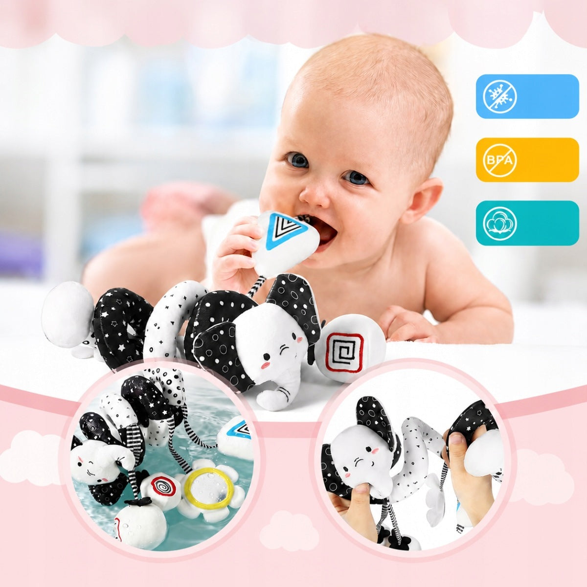 HEADBAND SOFT STUFFED ANIMAL PENDANT SPIRAL FOR STROLLER CRIB RZYTULANK Product weight with unit packaging 0.125 kg