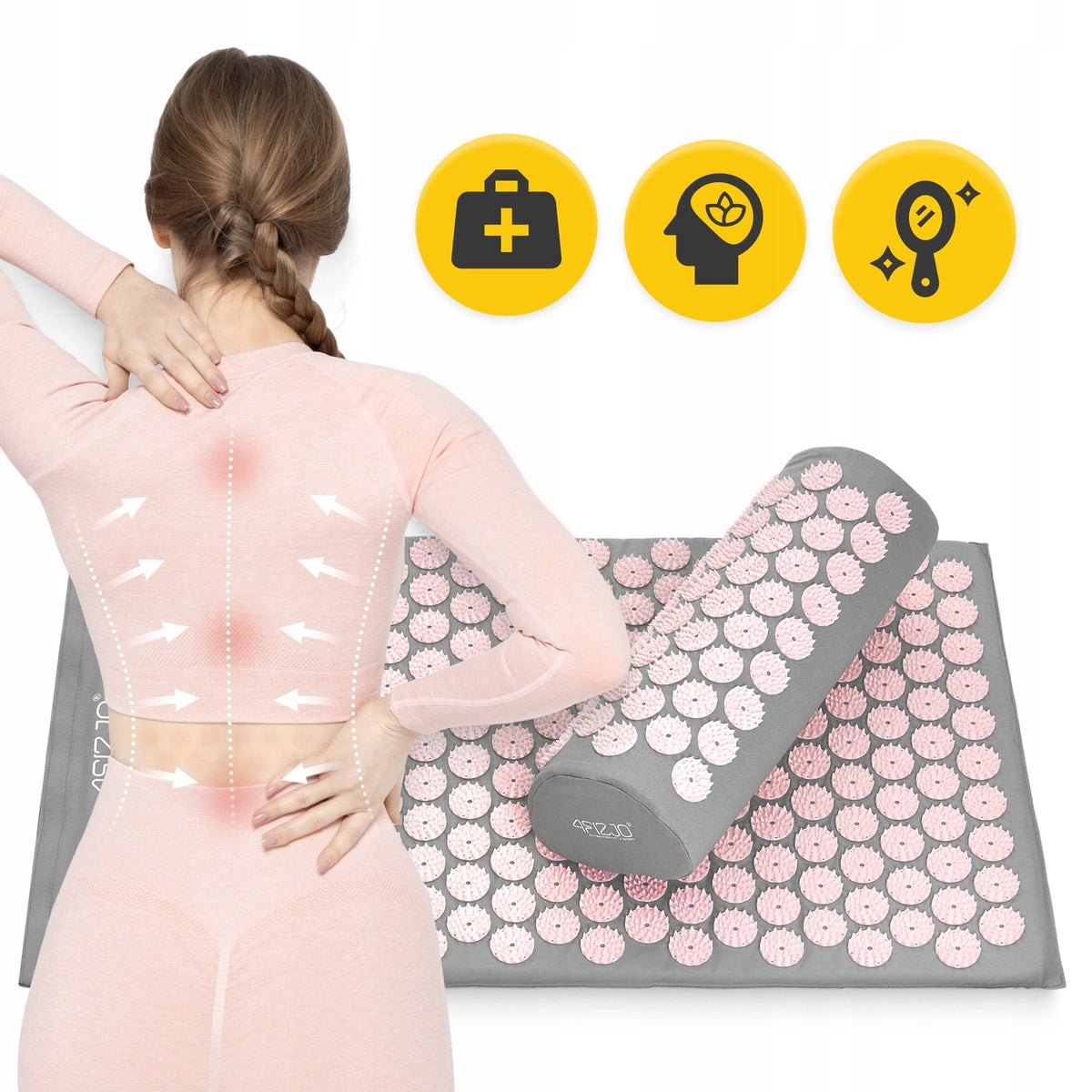 HEALTH ACUPRESSURE MAT WITH SPIKES ECO MASSAGE SET WITH PILLOW EAN (GTIN) 5907739313287