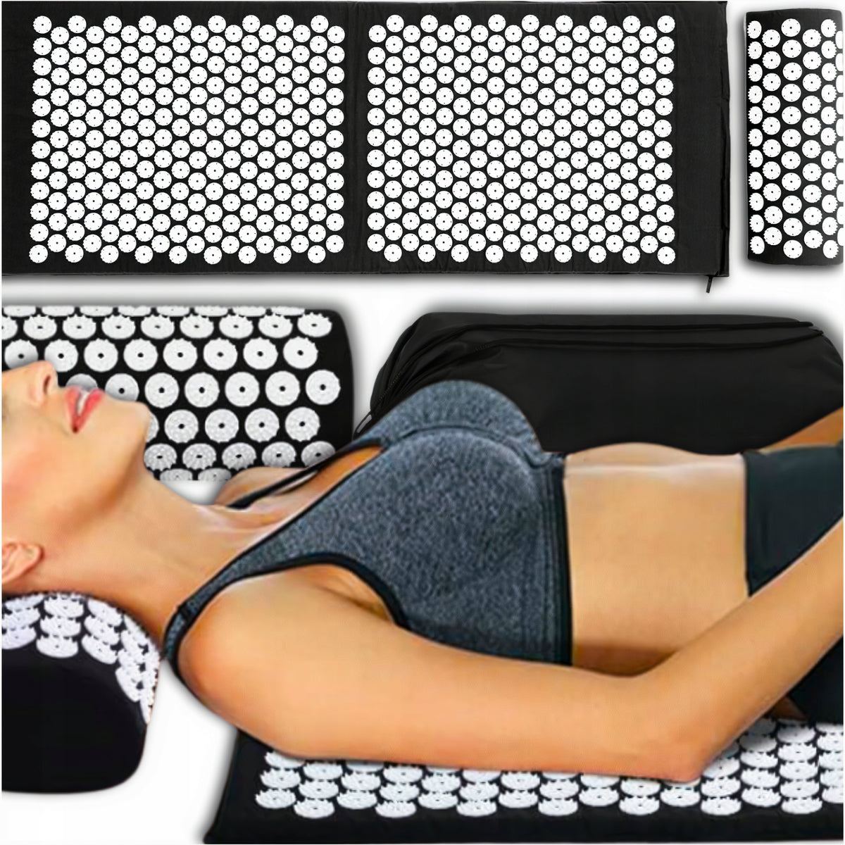 HEALTH MAT FOR ACUPRESSURE WITH SPIKES + PILLOW LARGE