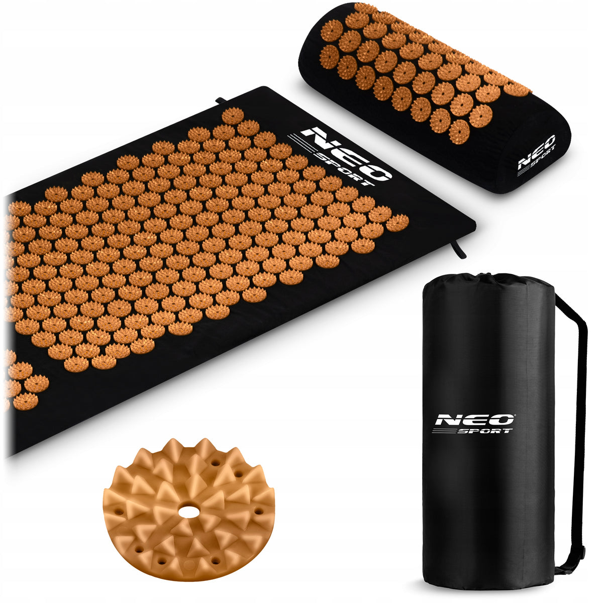 HEALTHY STIMULATING ACUPRESSURE MAT WITH SPIKES + PILLOW + BAG Color black