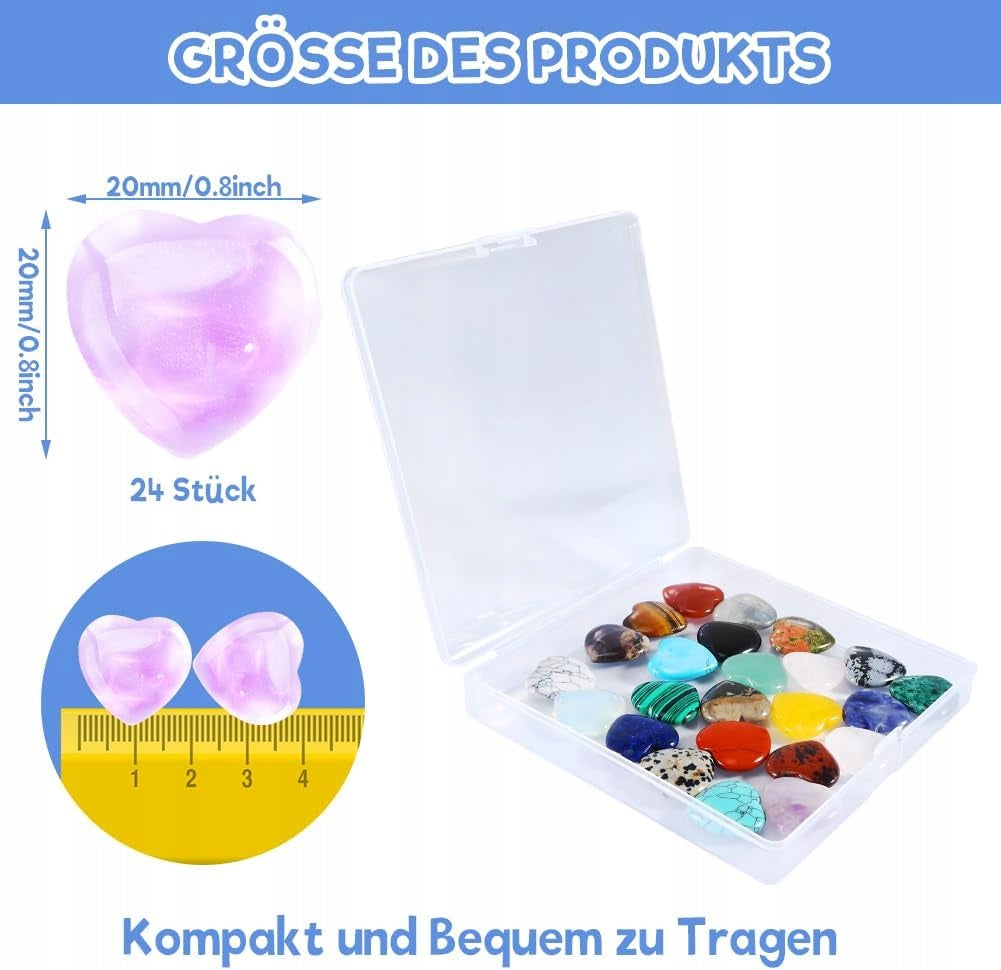 HEART SHAPED STONES 24 PIECES GEMSTONE SET Brand no brand