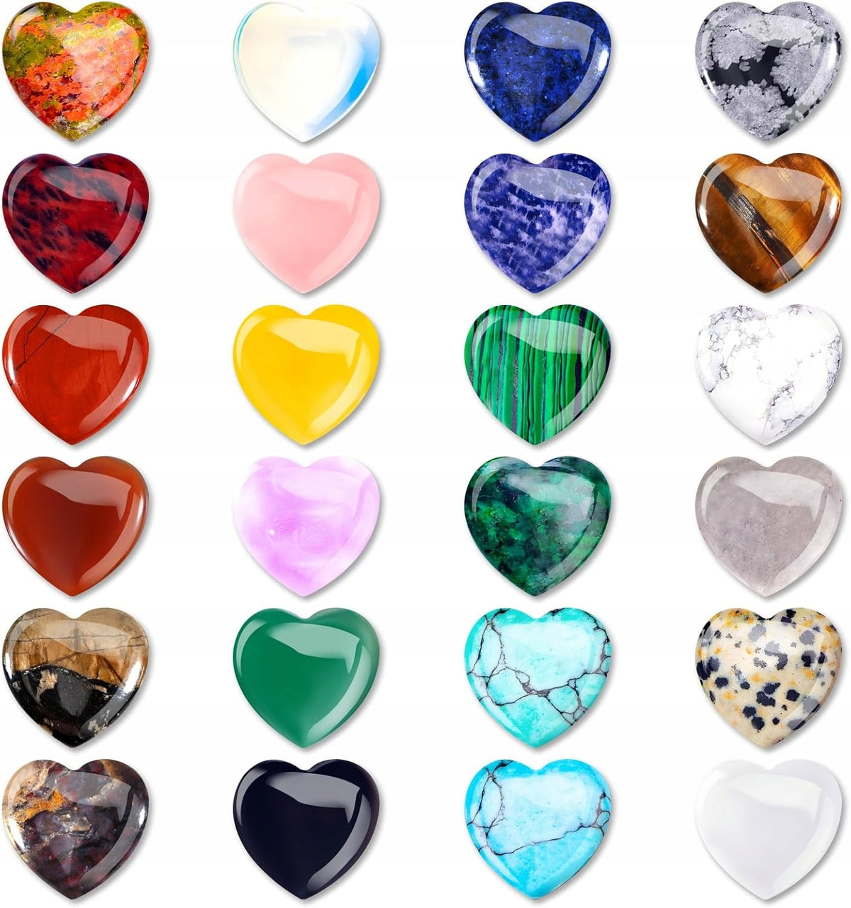 HEART SHAPED STONES 24 PIECES GEMSTONE SET