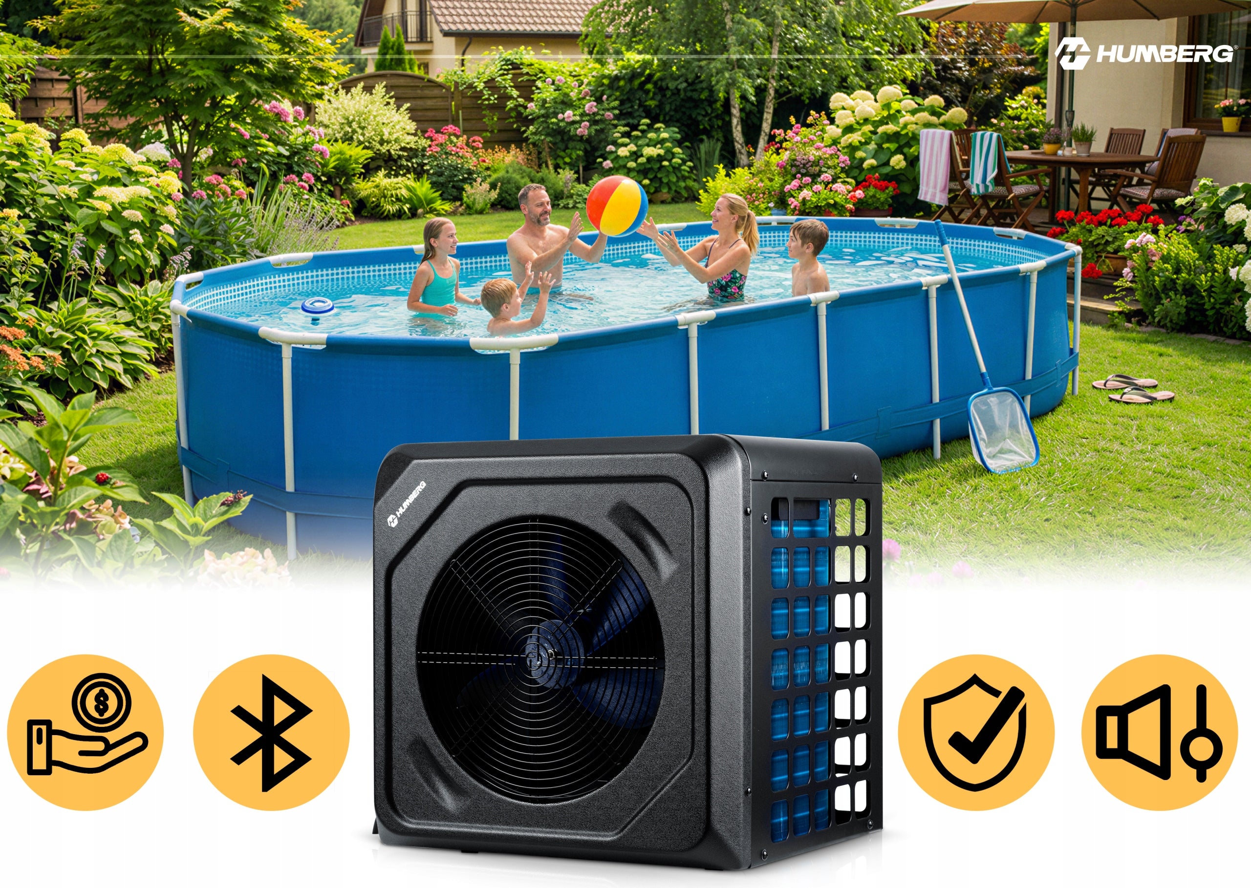 HEAT PUMP for swimming pool water heater 3 kW ECONOMICAL HUMBERG Packaging status original