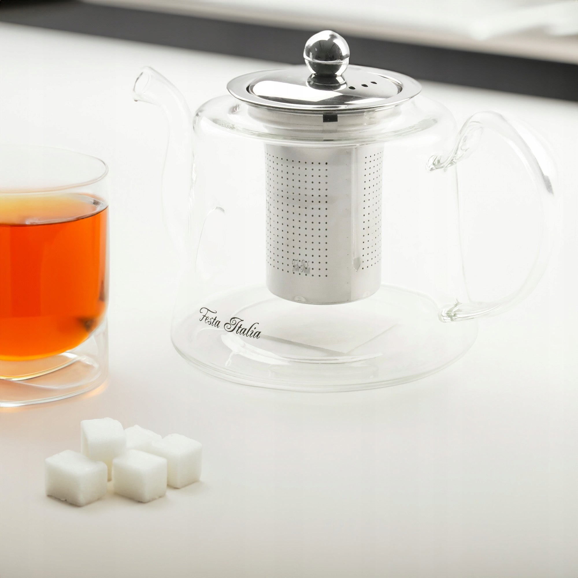 HEAT RESISTANT GLASS JUG WITH STEEL INFUSER FOR HERB TEA 1200 ML Manufacturer code JMHF169B