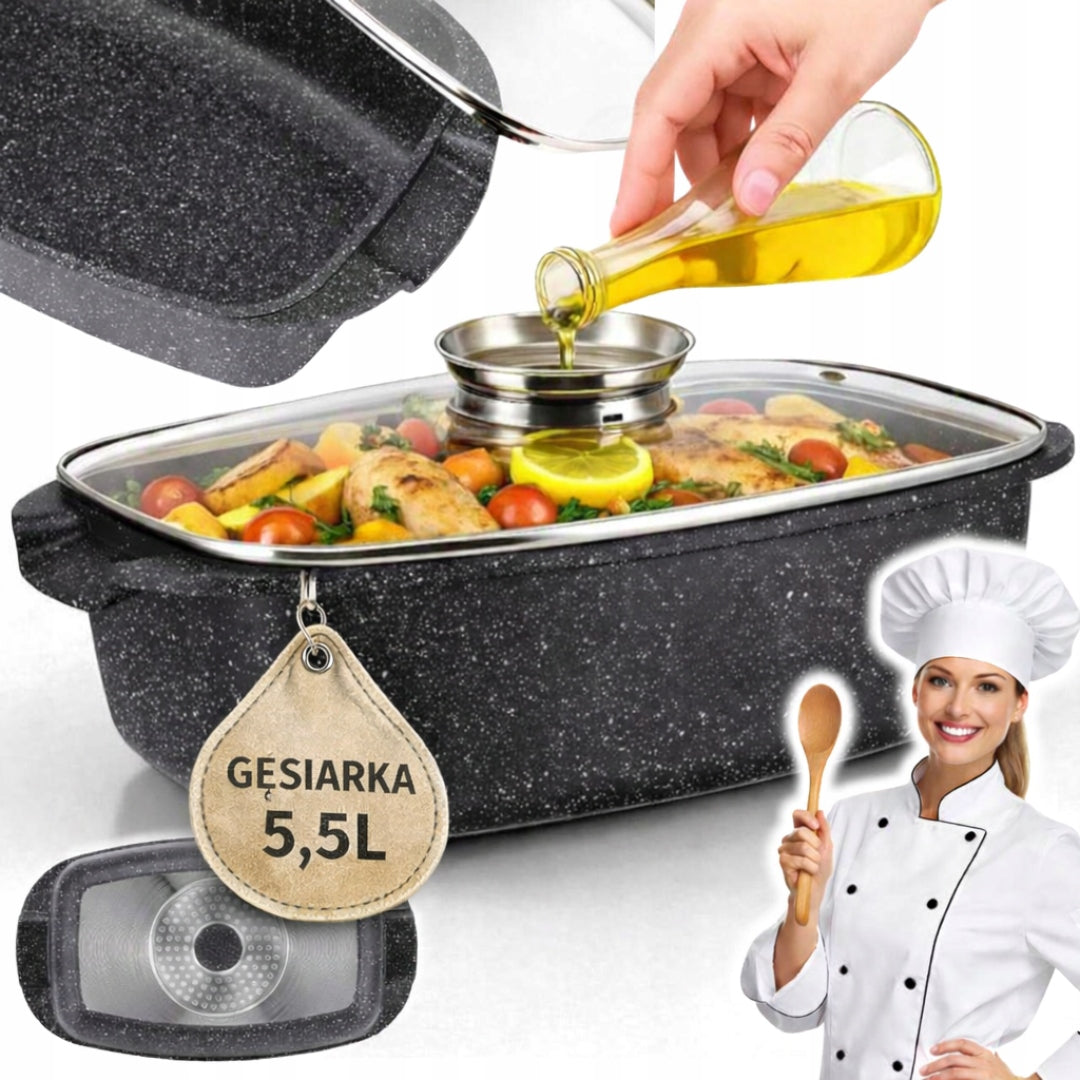 HEAT-RESISTANT PAN 5,5L GLASS COVER |GOOSE OVEN GAS INDUCTION