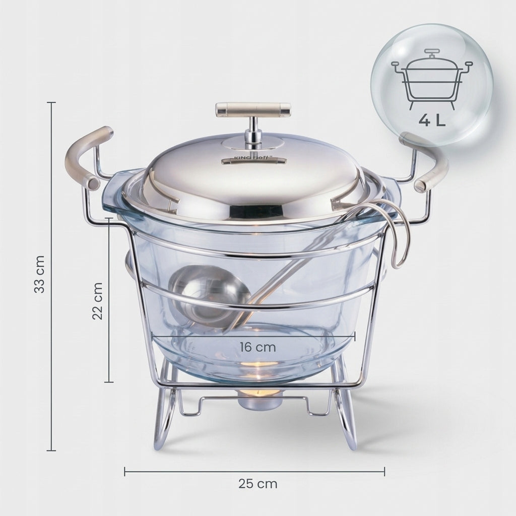 HEAT RESISTANT Vase 4l Glass Food Warmer on Stand Packaging status original