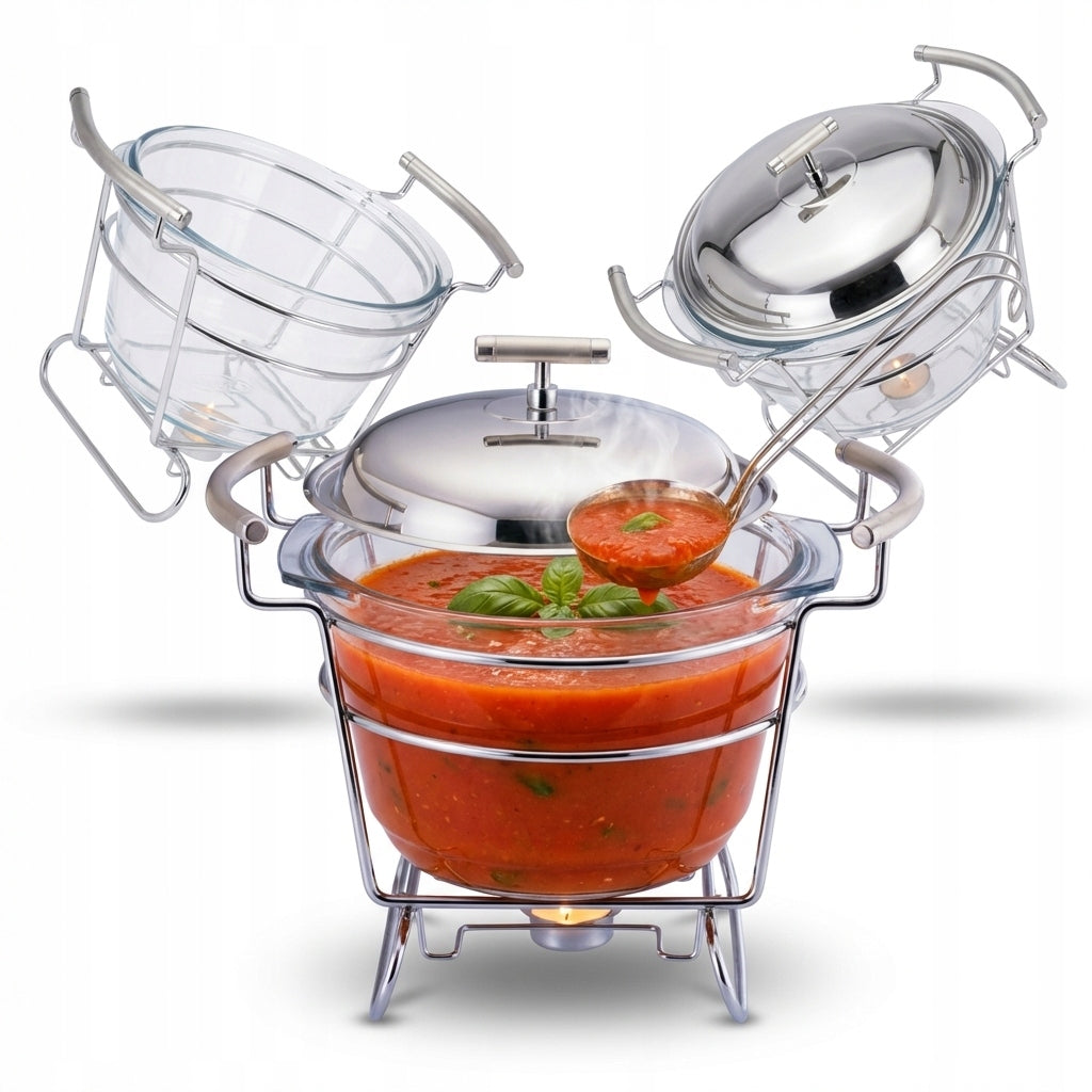 HEAT RESISTANT Vase 4l Glass Food Warmer on Stand