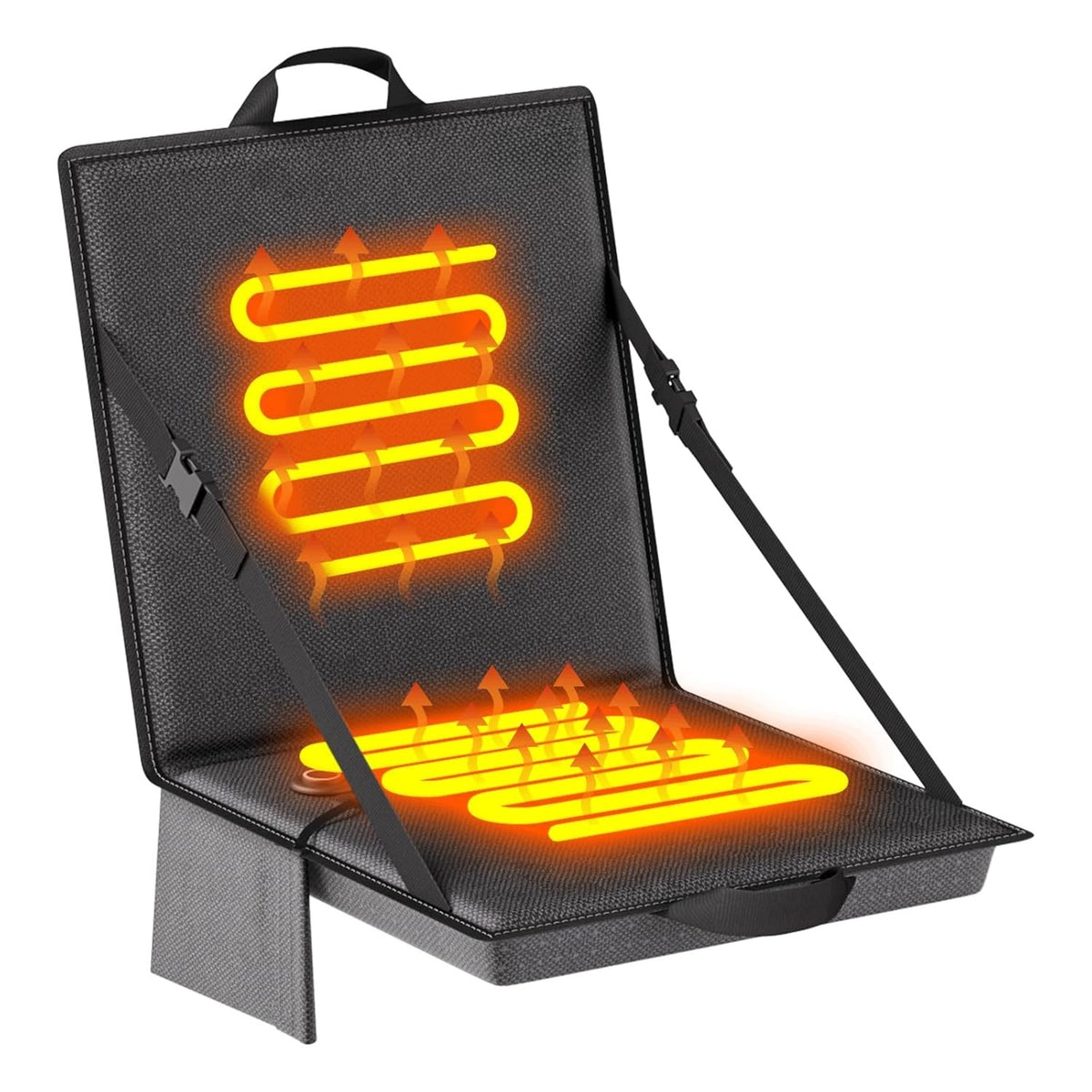 HEATED PORTABLE SEAT WITH BACKREST STADIUM FISH CAMPING