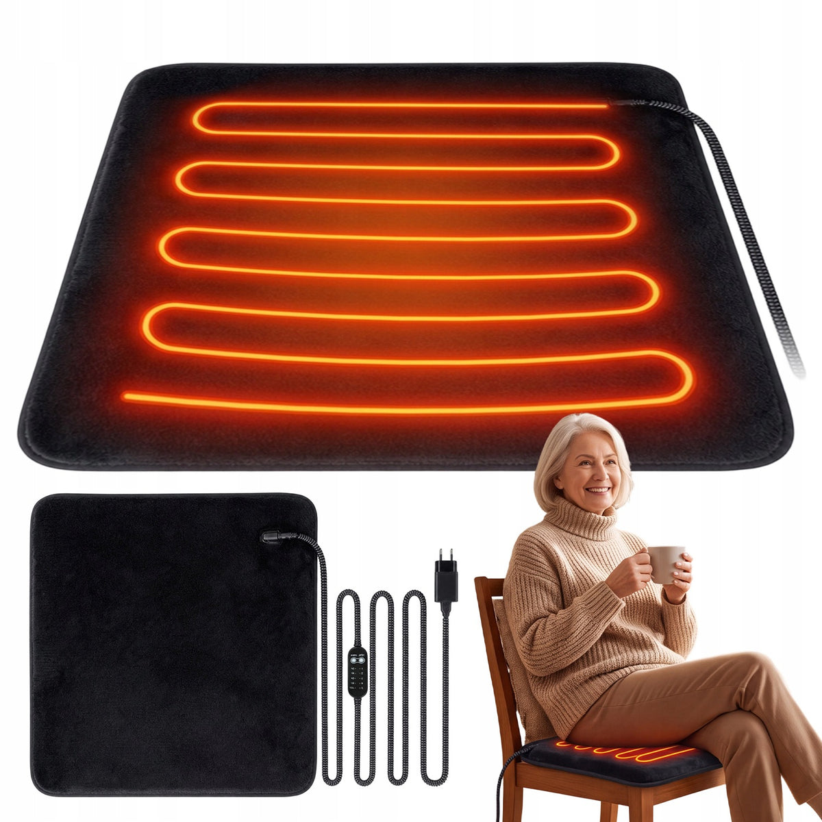 HEATED SEAT CUSHION HEATERS MAT FOR VEHICLES SOFA 44x44CM